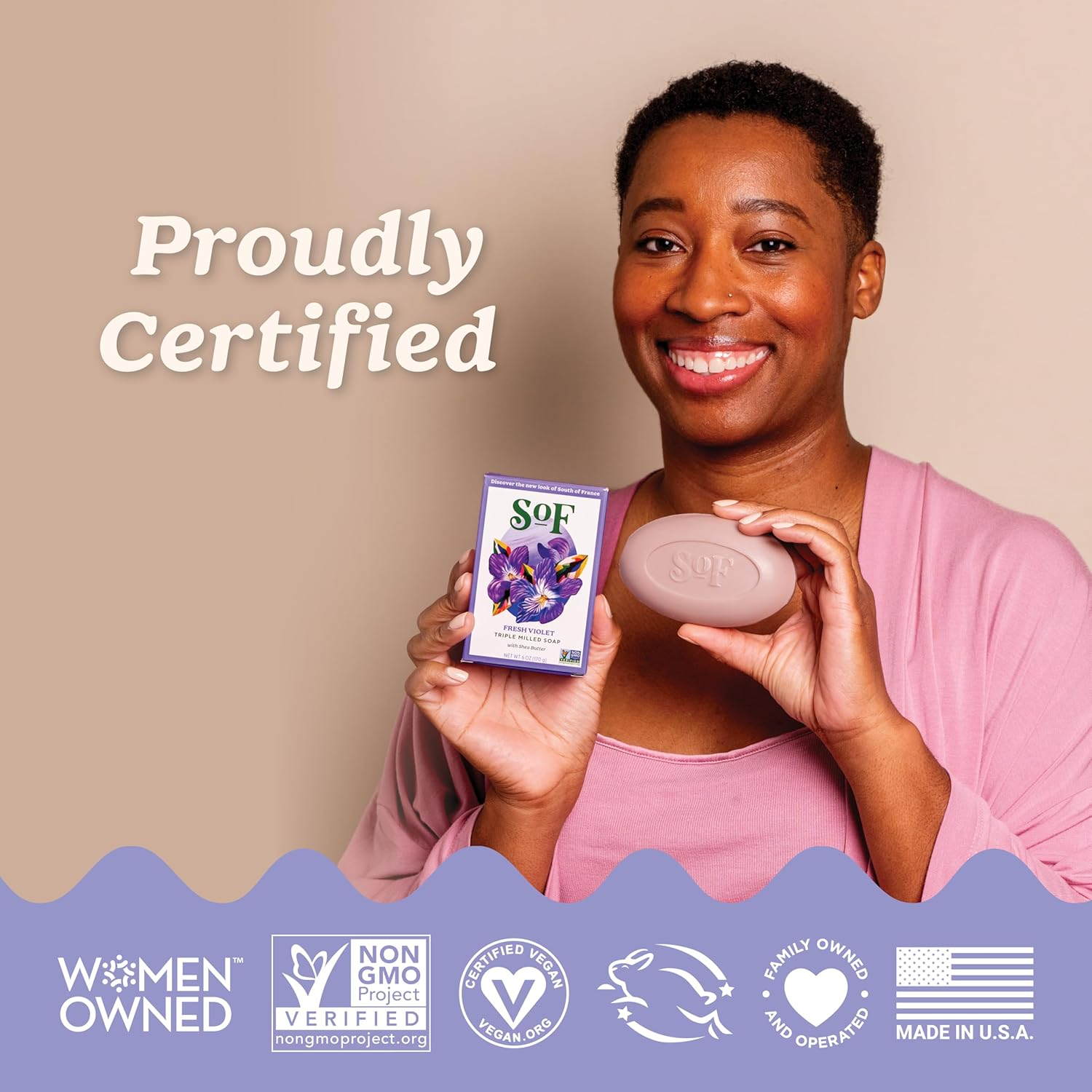 South of France - French Milled Vegetable Bar Soap Violet Bouquet - 6 Oz. image number 1