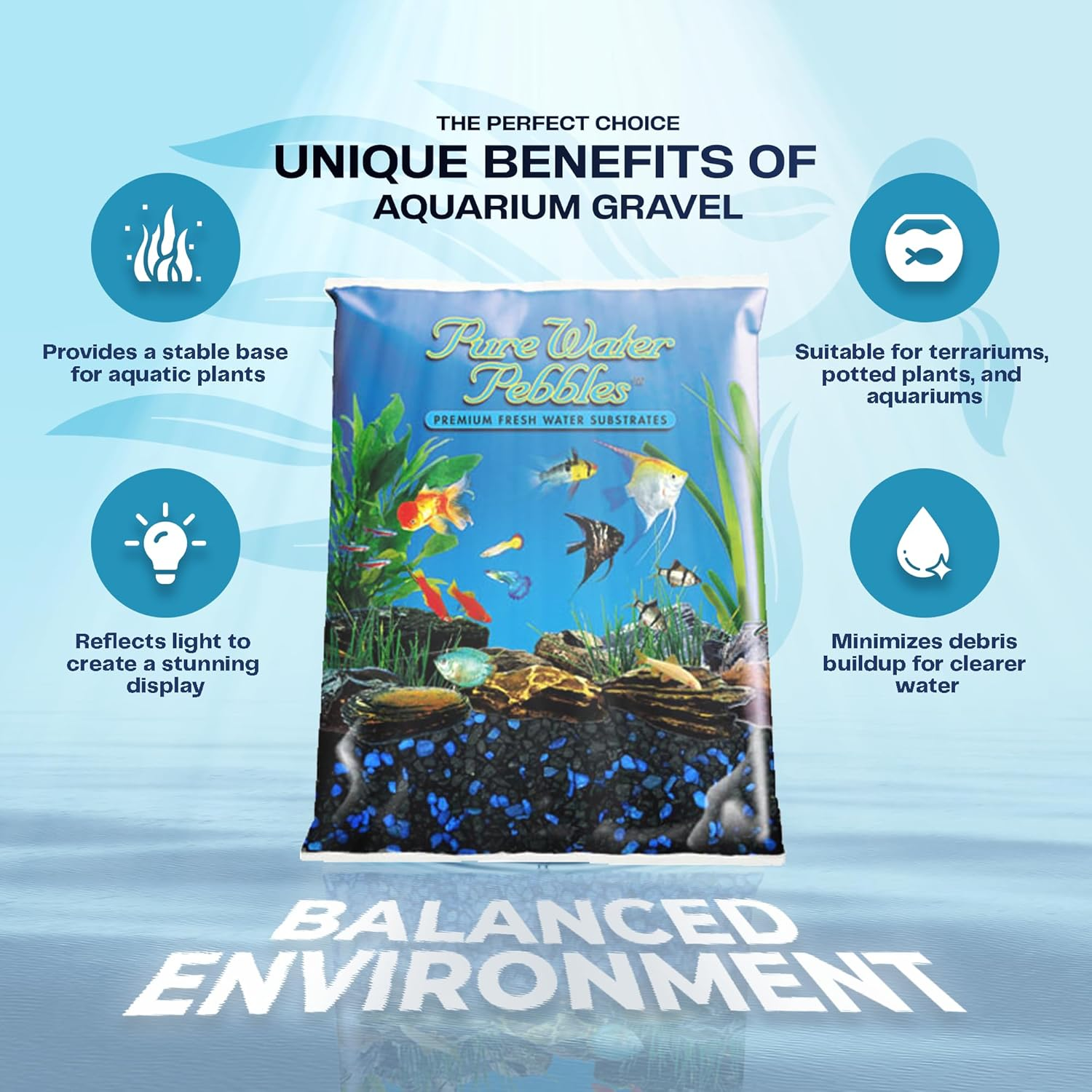 Pure Water Pebbles Midnight Glo Aquarium Gravel - 5 Lbs - Non-Toxic, Colorfast, Vibrant Substrate for Aquariums, Terrariums, Ponds & Crafts image number 5