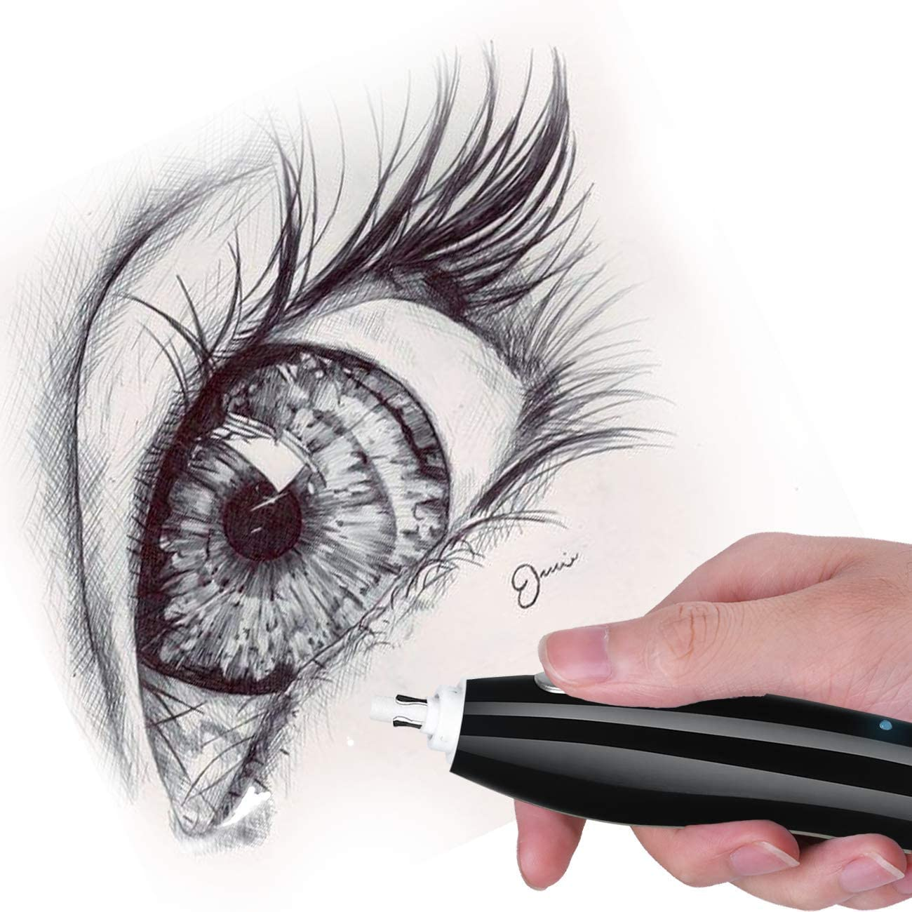 Rechargeable Battery Erasers for Drawing, Sketching Pencils, Derwent Graphite Pencils,Arts and Crafts, Drafting Eraser,Black - Light Blue image number 6