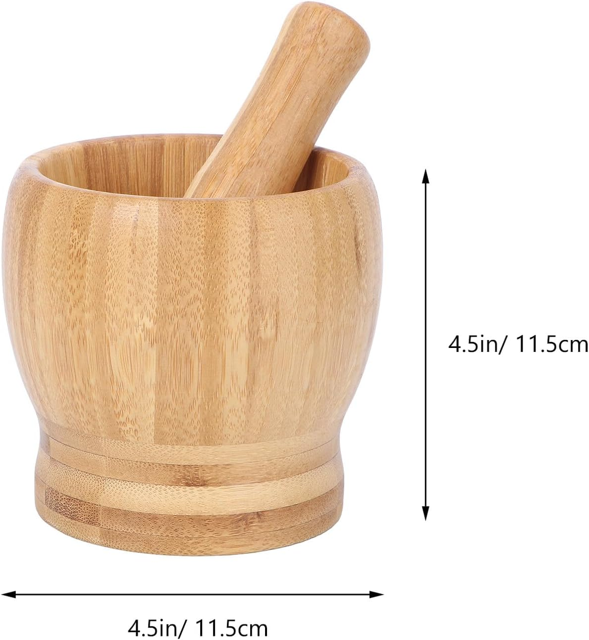 SHOWERORO 2Pcs Large Bamboo Garlic Grinder Set for Kitchen Tools Ergonomic Manual Spice Crusher Easy to Clean Household Garlic Press for Dining and Restaurant Use image number 1