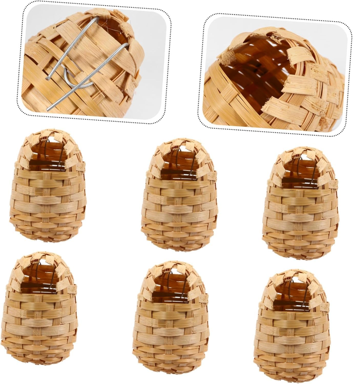 Limcryspp 6Pieces Handmade Bamboo Nest Resting Place, Bird House Creativity, Bird Nest Swallow Weaving, Bird House Grass Bird House Hand-Woven Bird Garden, Bird House image number 2
