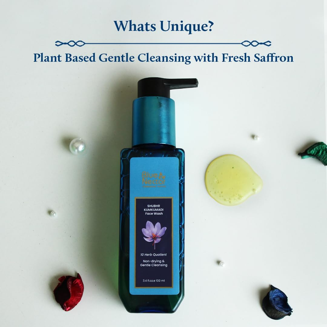 Blue Nectar Kumkumadi Brightening Face Wash with Saffron for Women & Men | Sulphate Free anti Pimple Face Cleanser (100 Ml) image number 3