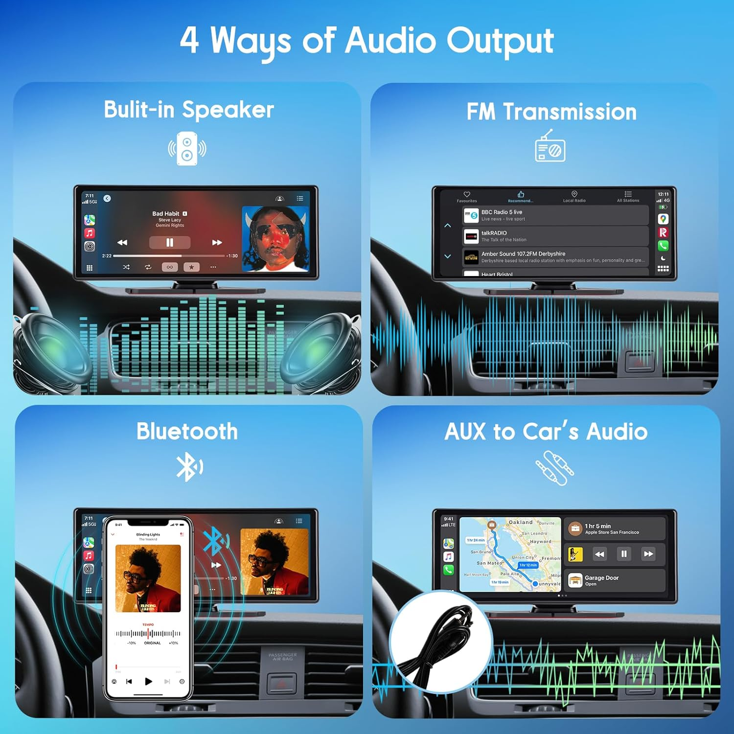 Advwin Wireless Carplay & Android Auto, GPS Navigator System with 10.26'' HD Touch Screen, 4K Front & 1080P Rear Camera, for GPS Navigation, Airplay, Mirror Link, FM, AUX, Voice Control, Bluetooth image number 5