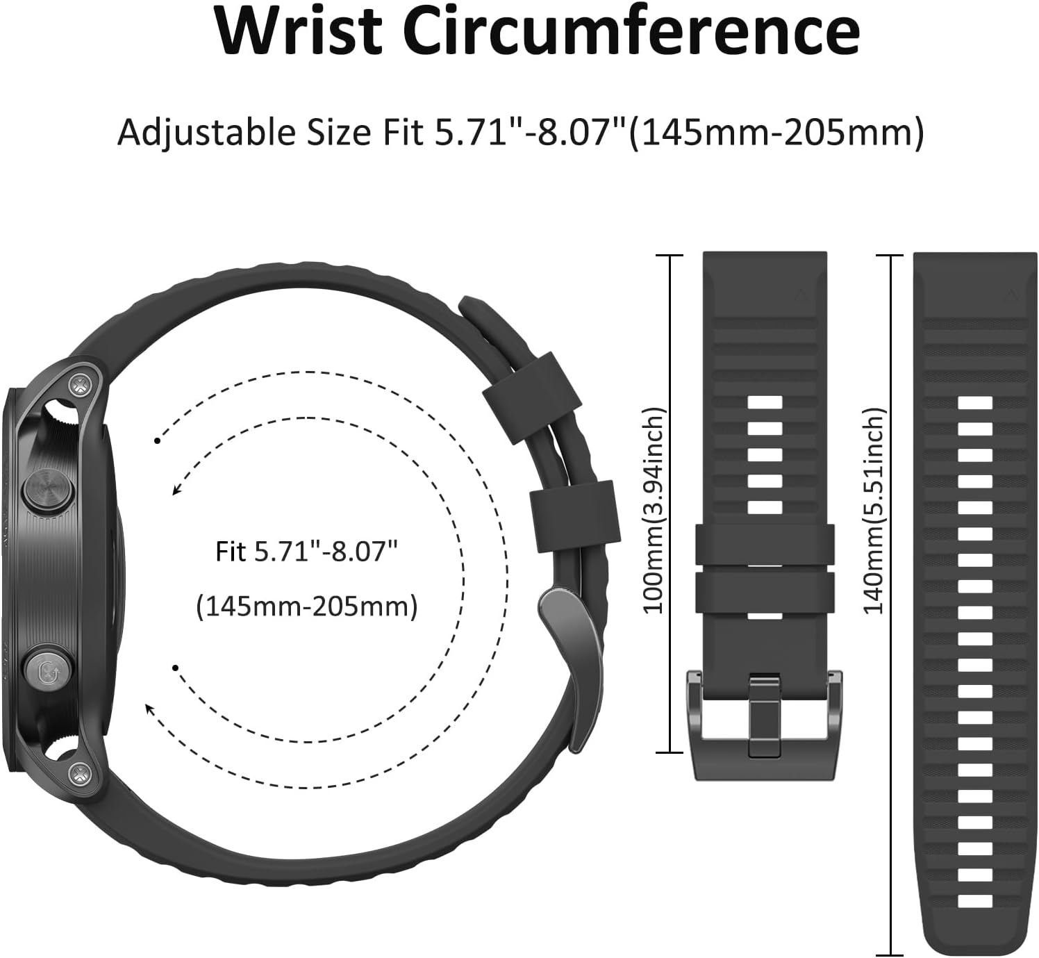 Quickfit Watch Band for Garmin Fenix 6X Pro Band/Sapphire Men Women, Soft Adjustable Sport Easy Fit 26Mm Watch Bands Replacement for Garmin Fenix 5X/5X Plus,Fenix 3,Quatix 3,Tactix Bravo - Midnight Blue image number 6