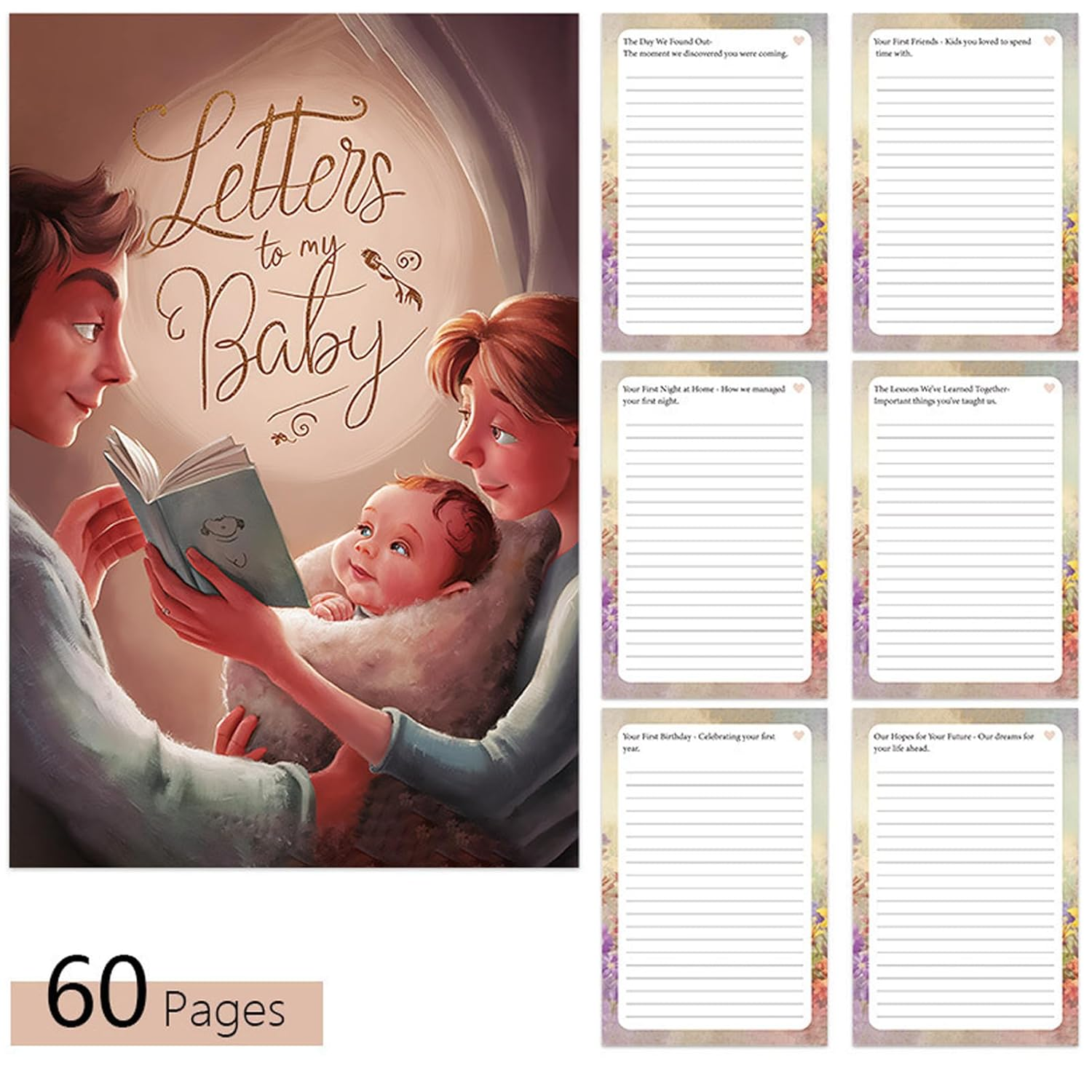 Lueear Journaling Keepsake Book,Keepsake Record Book for New Mothers - 50-Sheet Family Relationship Bonding Parenting Record Notebook Diary for Baby Children Girls Boys Kids image number 6