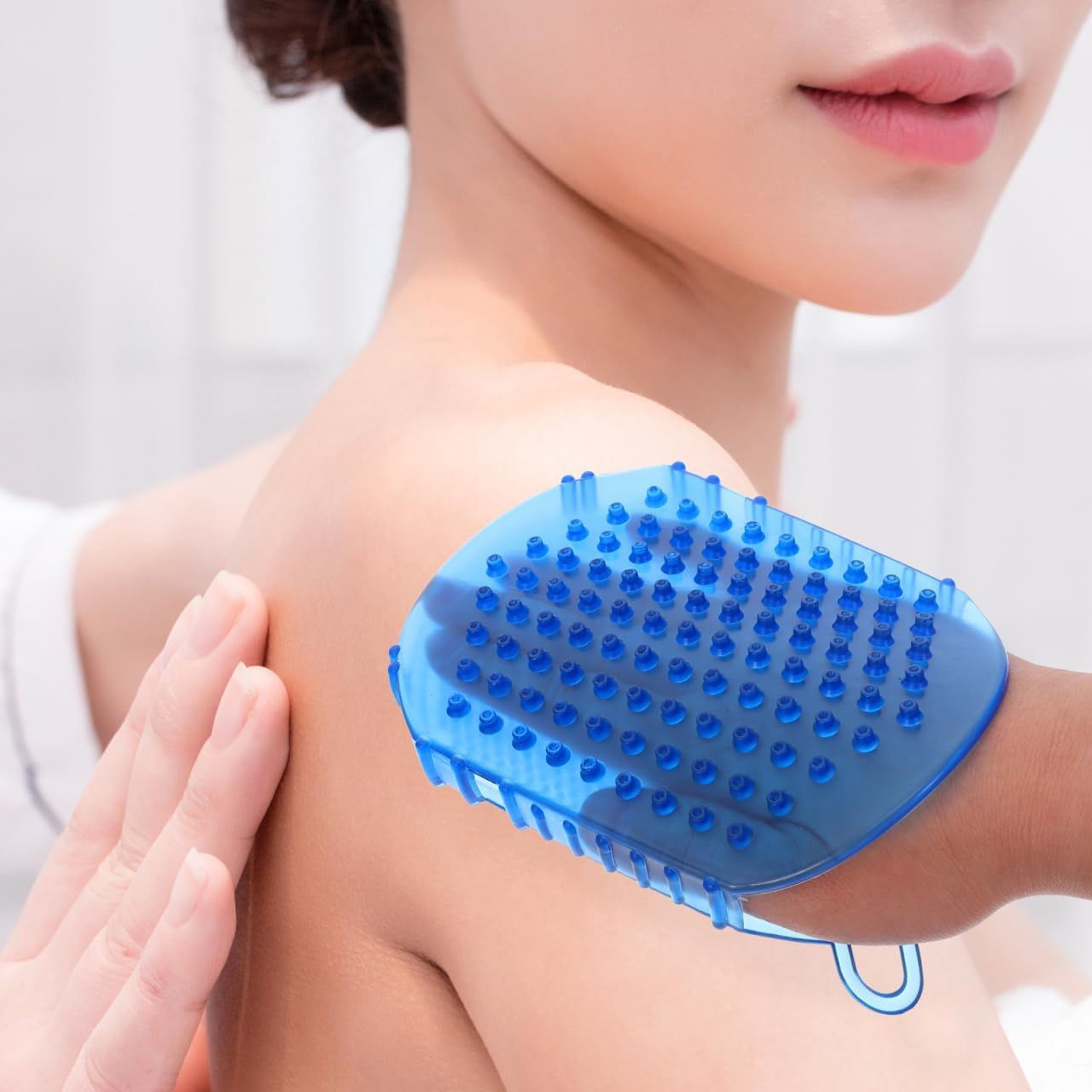 2 Pcs Double Sided Brush Silicon Body Scrubbers Bath Scrubbing Gloves Silicone Scrubbers Exfoliating Scrub Practical Massage Spa Gloves PVC Household Shampoo Brush image number 2