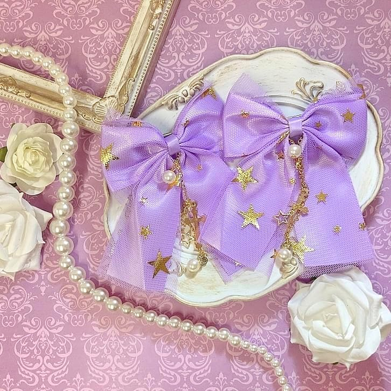 Ribbon Clip, Hairpin, Sore Bit, Decoration, Set of 2, Lavender