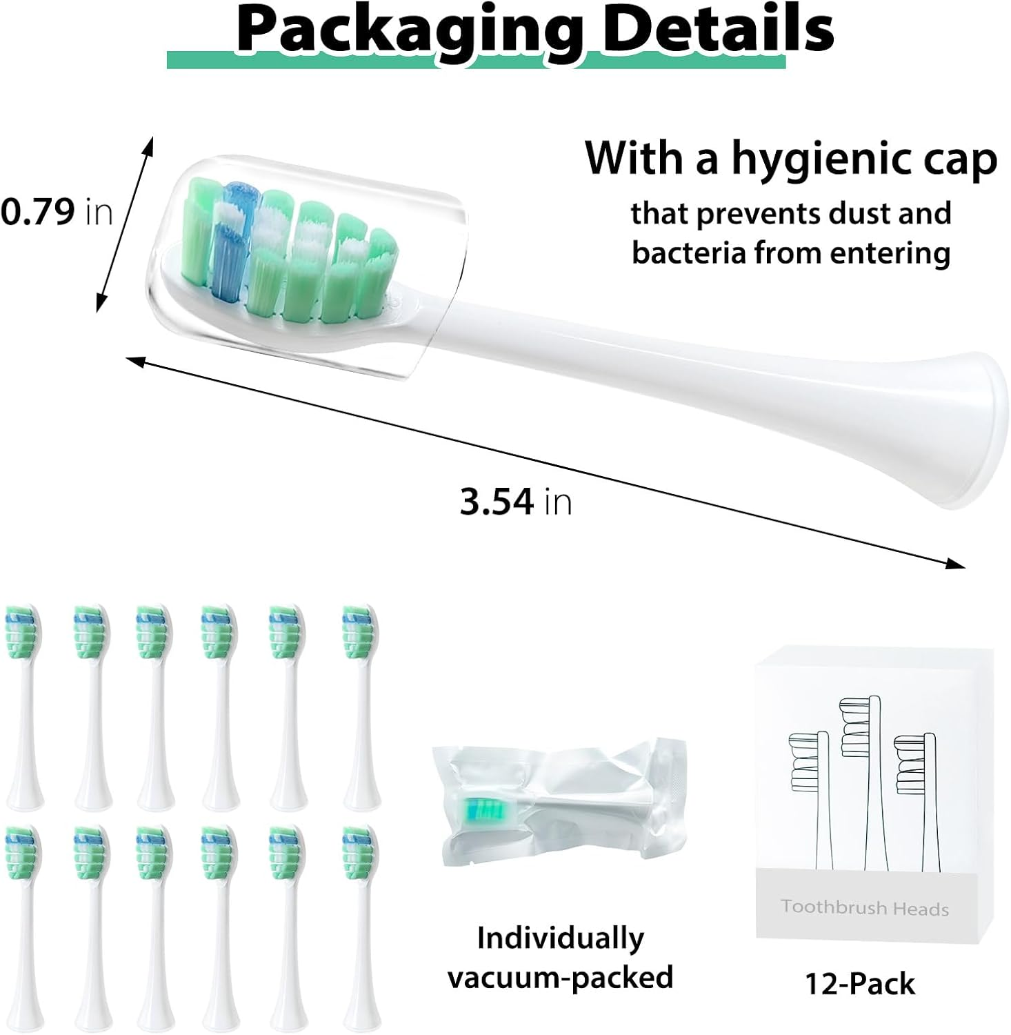 12Pack Electric Toothbrush Heads Compatible with Philips Sonicare Replacement Toothbrush Heads Professional Toothbrush Heads for Philips Hx3/Hx6/Hx9 image number 5