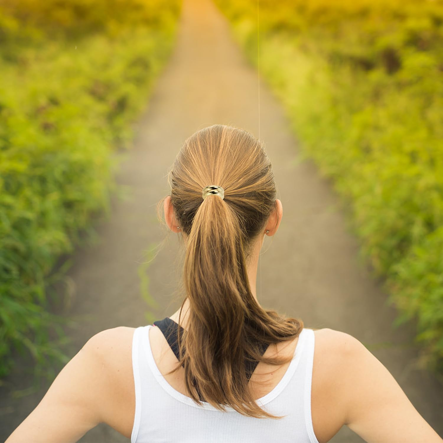 Hair Cuffs for Ponytails, Metal Hair Ties U-Shaped Ponytail Hair Bands Fashion Ellipse Elastic Hair Band Retro Temperament Headband Ponytail Cuff for Women (Gold) image number 5