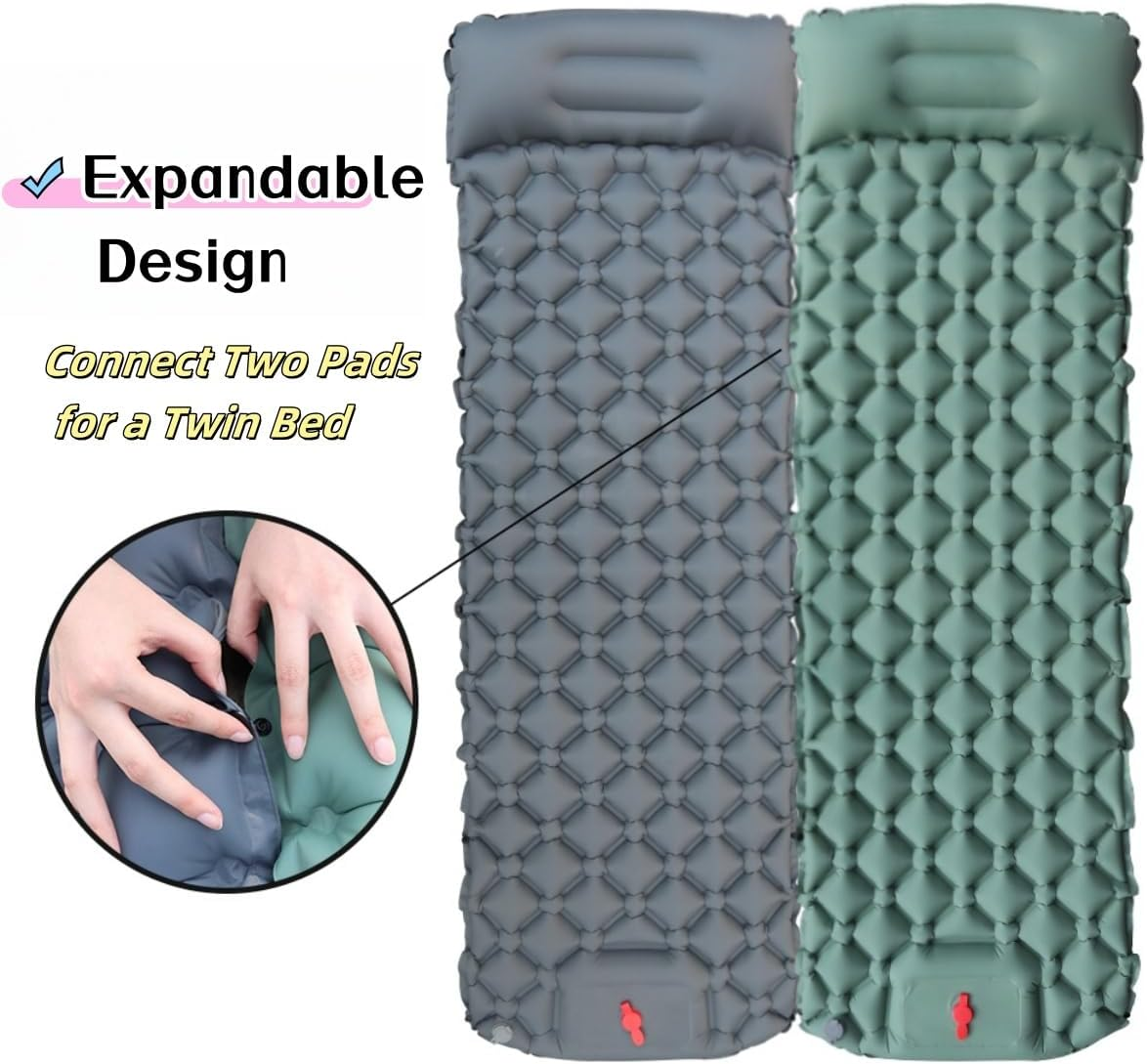 Wigmoa Li-L Ultralight Inflatable Camping Sleeping Pad with Built-In Foot Pump and Pillow - Compact Air Mattress for Backpacking, Hiking, and Traveling - Lightweight Camping Mat (Spring Green) image number 6