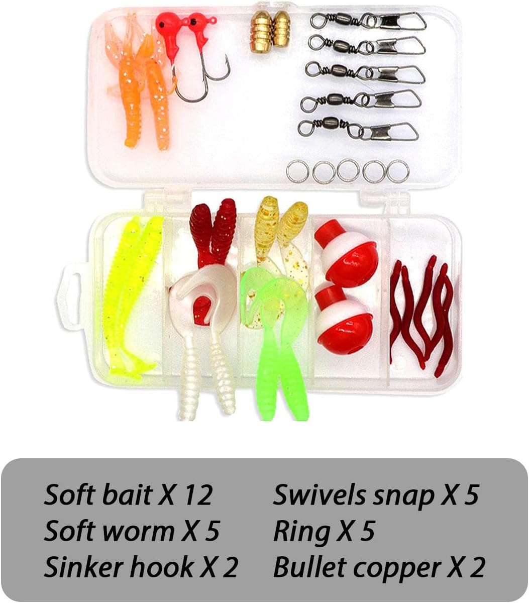 Spinning Fishing Pole Kids &ndash;Telescopic Fishing Rod & Reel Combo, Tackle Box, Carry Bag for Boys and Girls with Full Kits Hooks Lure Case for Youth Fishing and Beginner - 2 Pack - Blue  Red image number 2