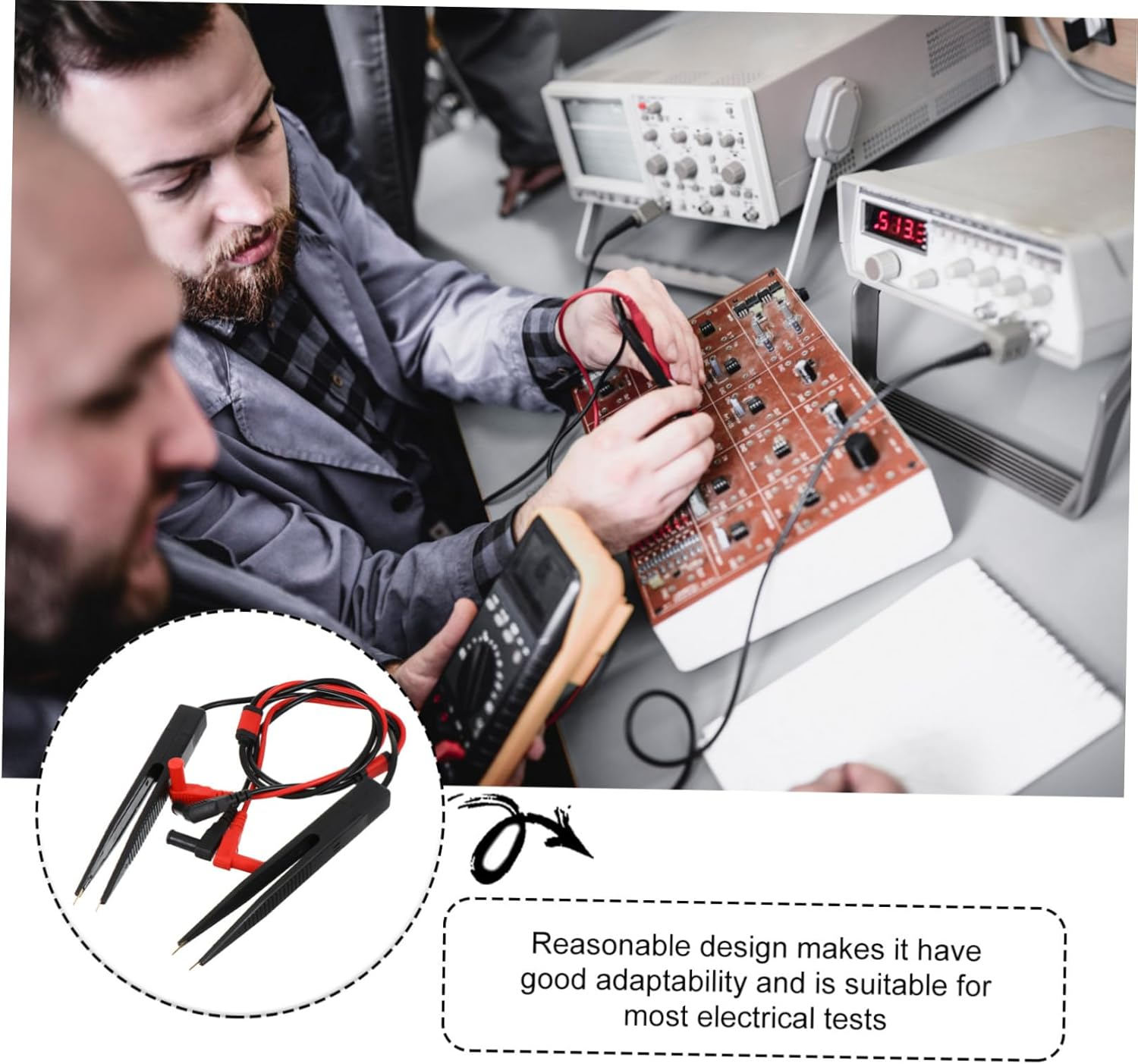 OSALADI 2 Sets Capacitance and Inductance Test Leads Wire Test Probe for Multimeter Tester Needle Automotive Voltage