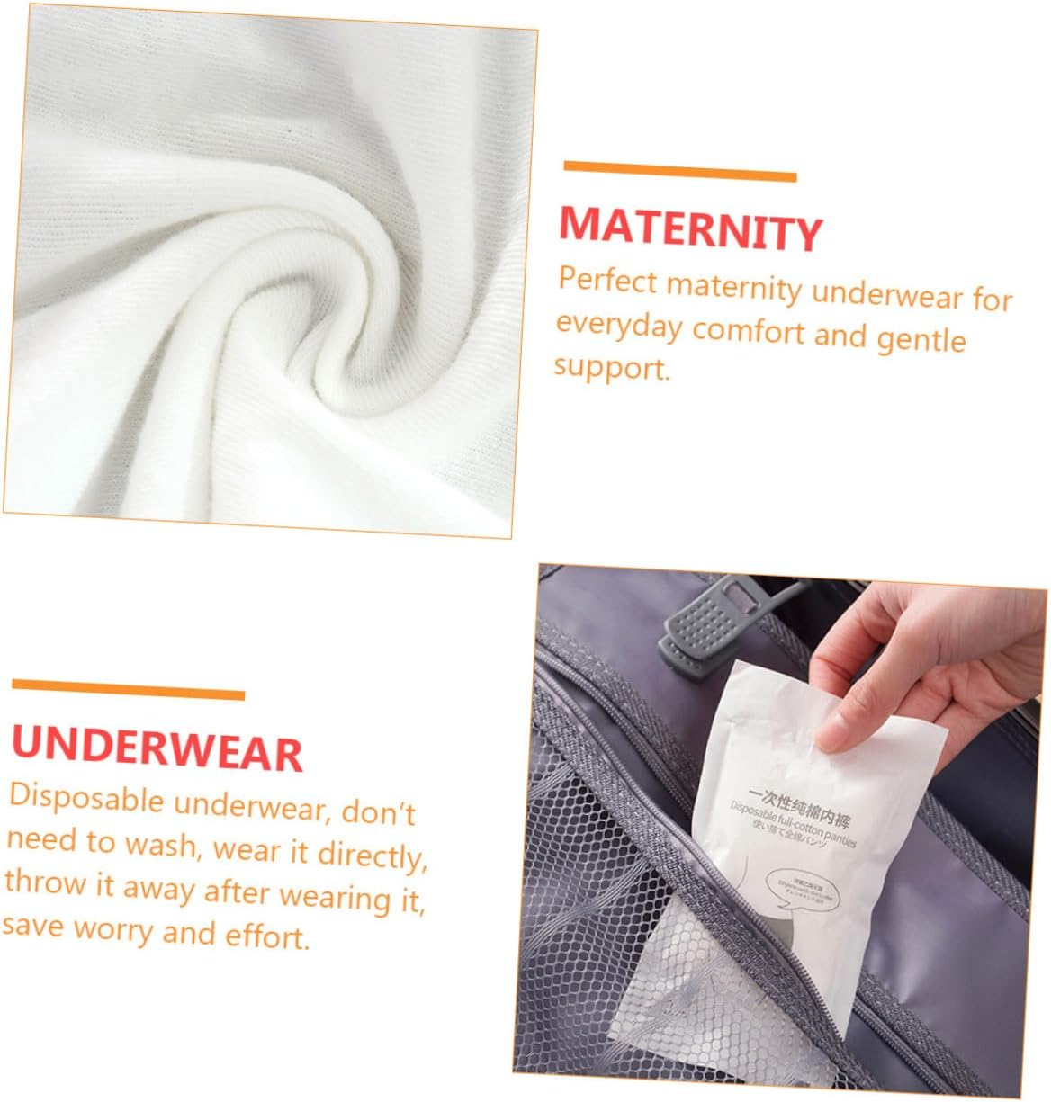 5Pcs Portable Travel Underwear for Pregnant Woman Disposable Briefs Made of Breathable Cotton Material for Outdoor Use and Daily Comfort White image number 4