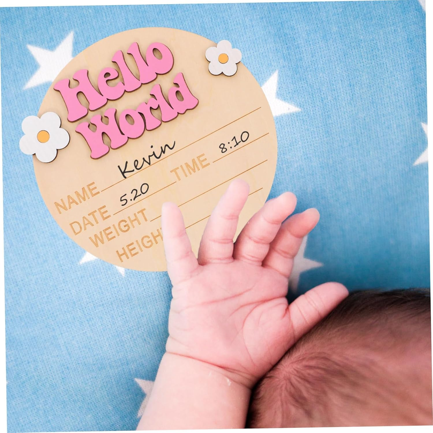 Growth Commemorative Card Wood Name Sign for Nursery Born Announcement Welcome Sign Photo Prop