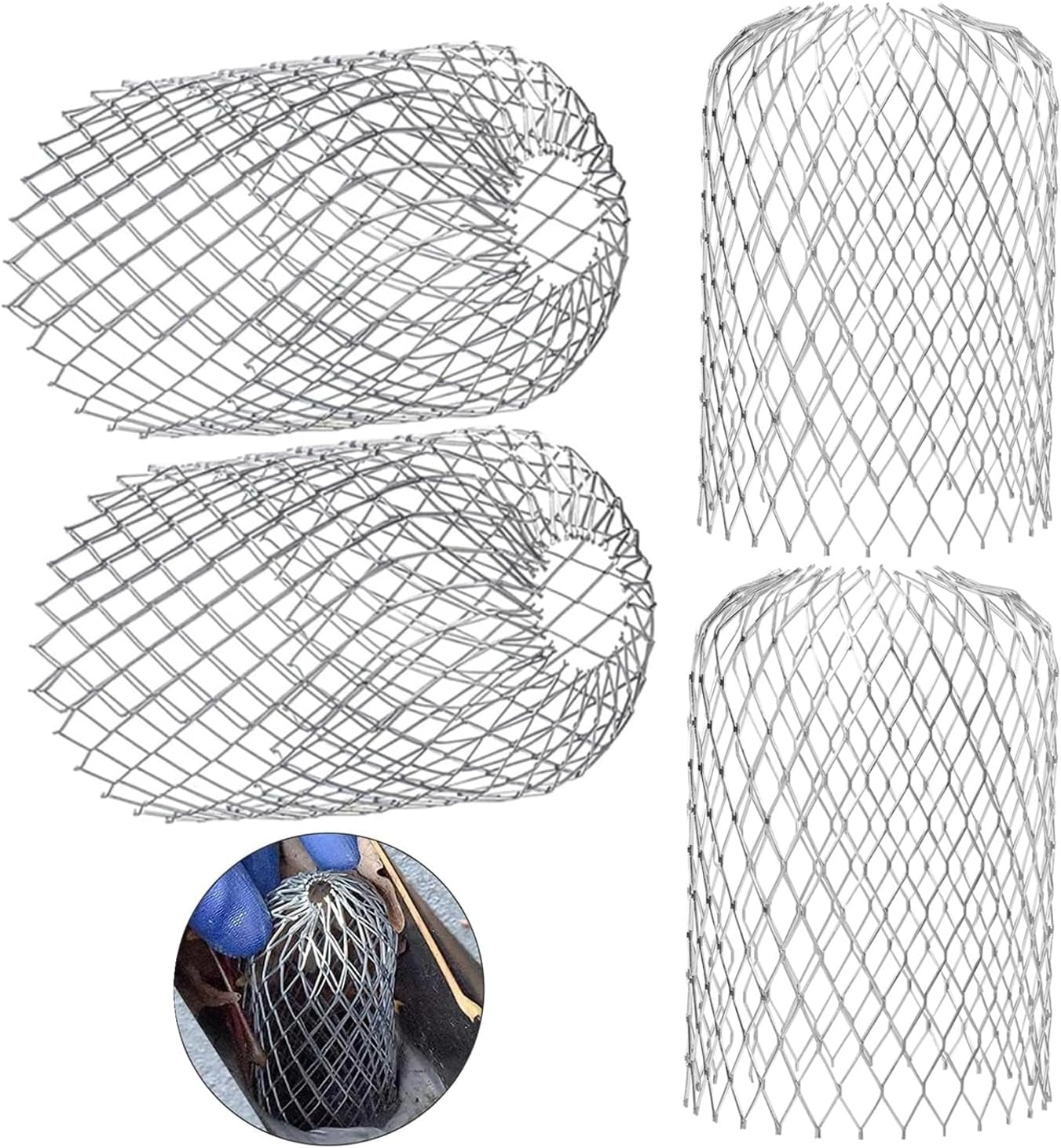 Yharnamite 4 Pcs Gutter Guard, Downspouts Gutter Guards, Aluminum Gutter Guard Filter Strainer, Expandable Leaf Filter Strainer Gutter for Preventing Leaves Debris Blockag (B)