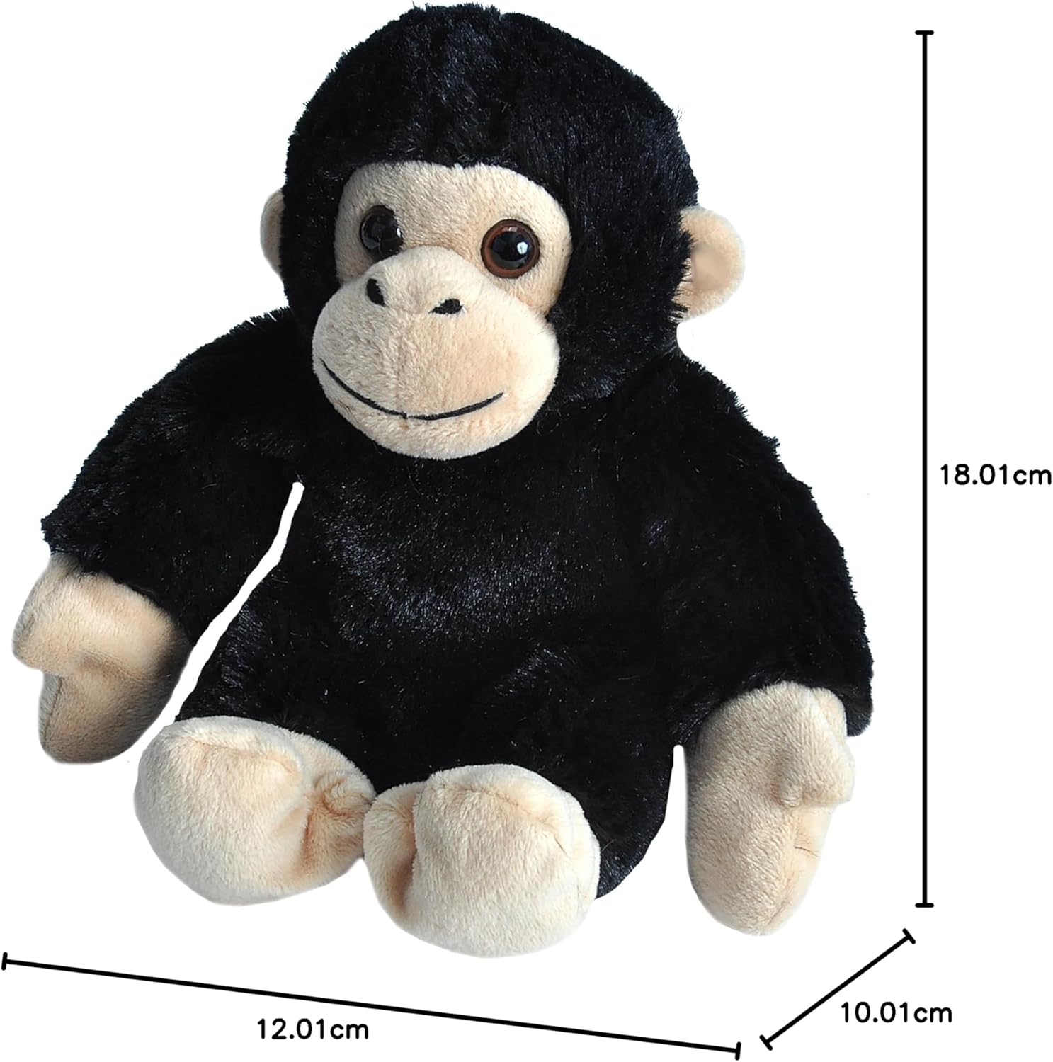 Wild Republic Chimp Plush, Stuffed Animal, Plush Toy, Gifts for Kids, Hug'Ems, 7", Black image number 2