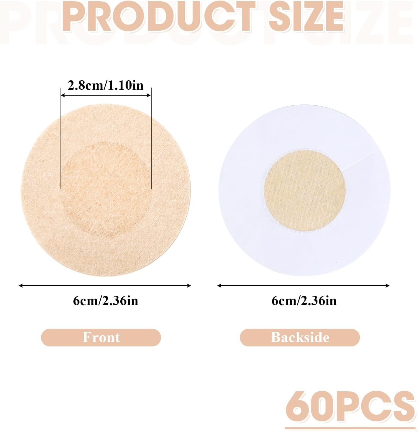 60 Pcs Disposable Nipple Covers, Breathable Self-Adhesive Pasties for Women & Men, Invisible Petal & round Shapes for Sports, Gym, Swimming (Nude) image number 5