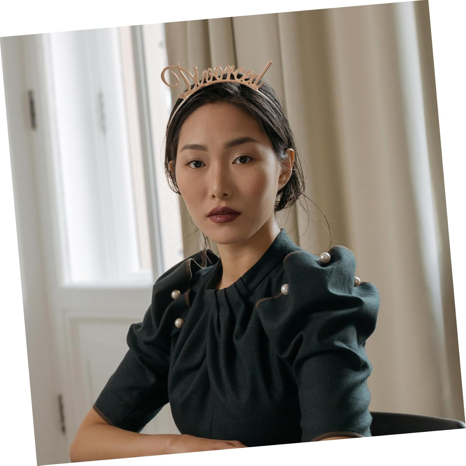 HONITANO Pack of 2 Divorced Party Hair Accessories Metal Headband with Letters Women'S Gold Rose Gold Lightweight Durable Accessory for Divorce Party and Festive Occasions image number 4