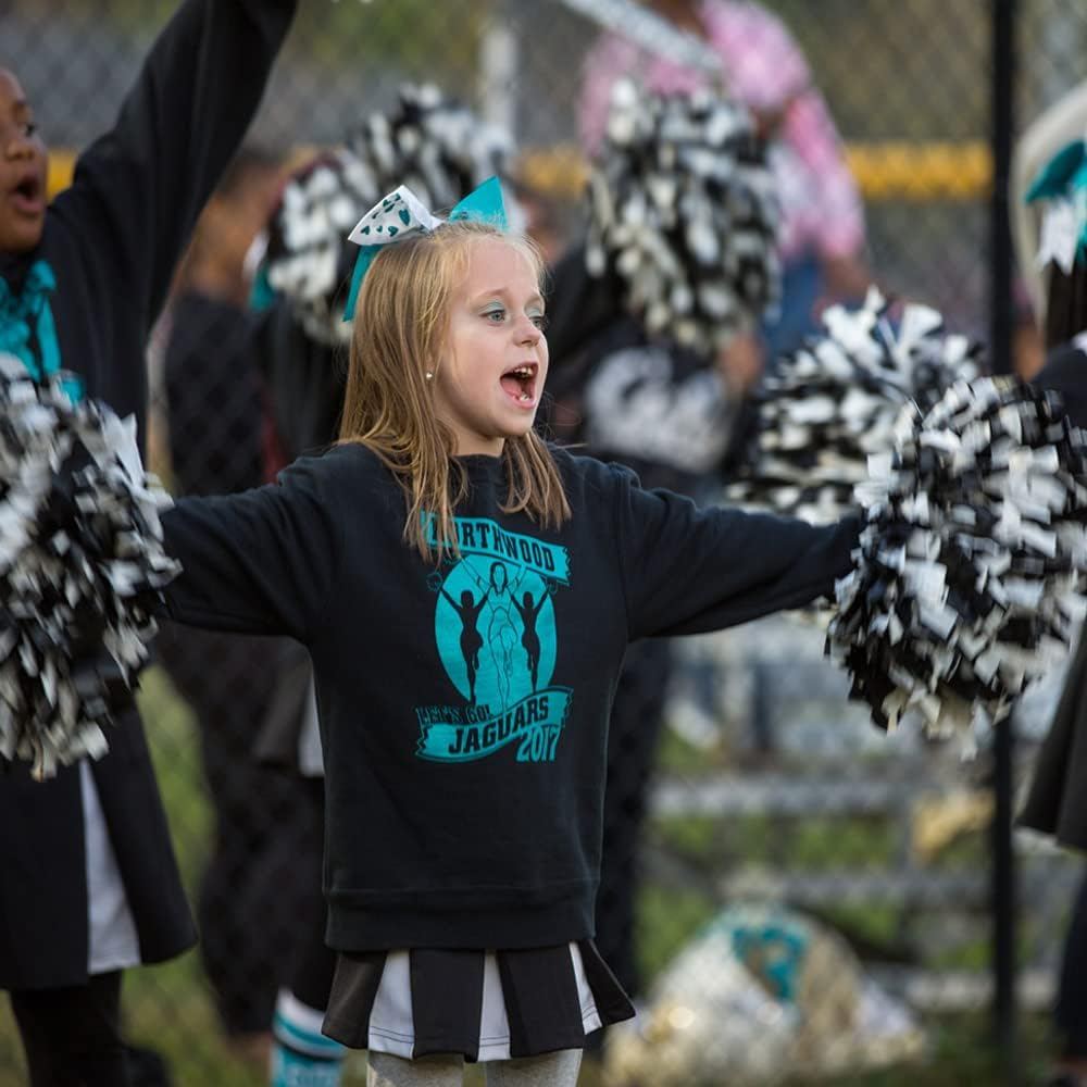 4 Pack Cheerleading Pom Poms,Metallic Cheer Pom Poms with Training Baton Handle for Team Sport Spirit Squad Bulk Cheerleaders(Black and White) image number 1