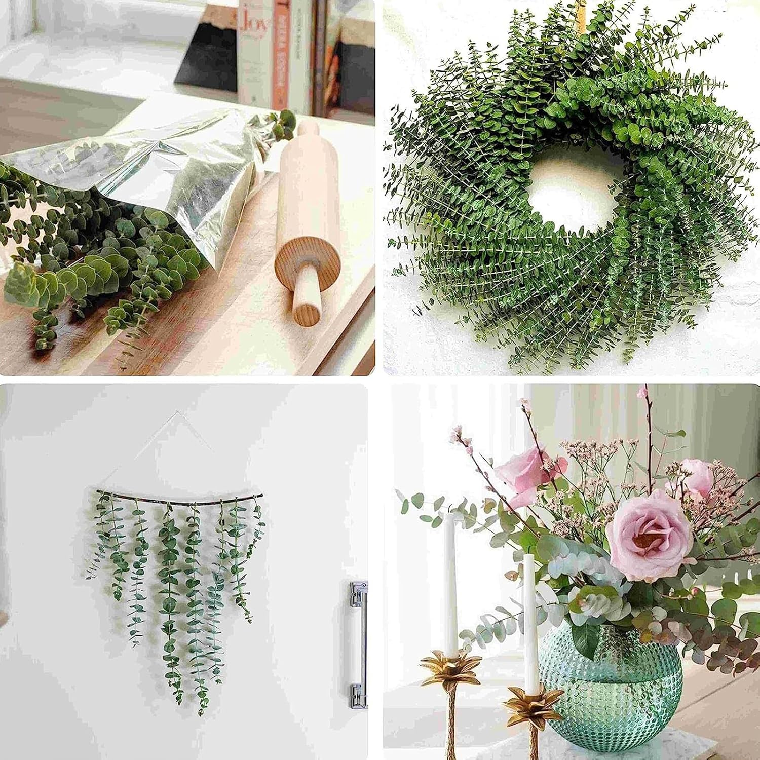 Dry Storage Large Packaging Eucalyptus Leaves - 30 PCS 16" True Leaf Branches - Dried for Shower Hanging, Flower Arrangement, Home Decor image number 5