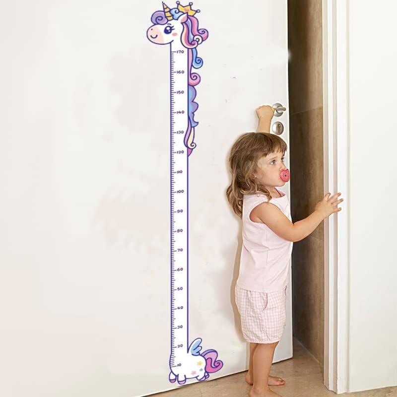 Vinyl Peel and Stick Growth Chart Sticker Cute Unicorn Nursery Wall Decor Decal Kids Room Bedroom Decoration Height Measurements image number 4