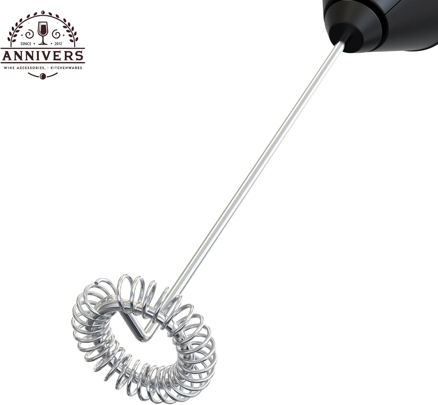 ANNIVERS Electric Milk Frother Handheld Drink Mixer Hand Coffee Whisk Blender Foam Maker Egg Beater, Battery Operated Stainless Steel Whisk & Body, Milkshake Matcha Whisk, Mousseur &Agrave; Lait &Eacute;lectrique image number 5