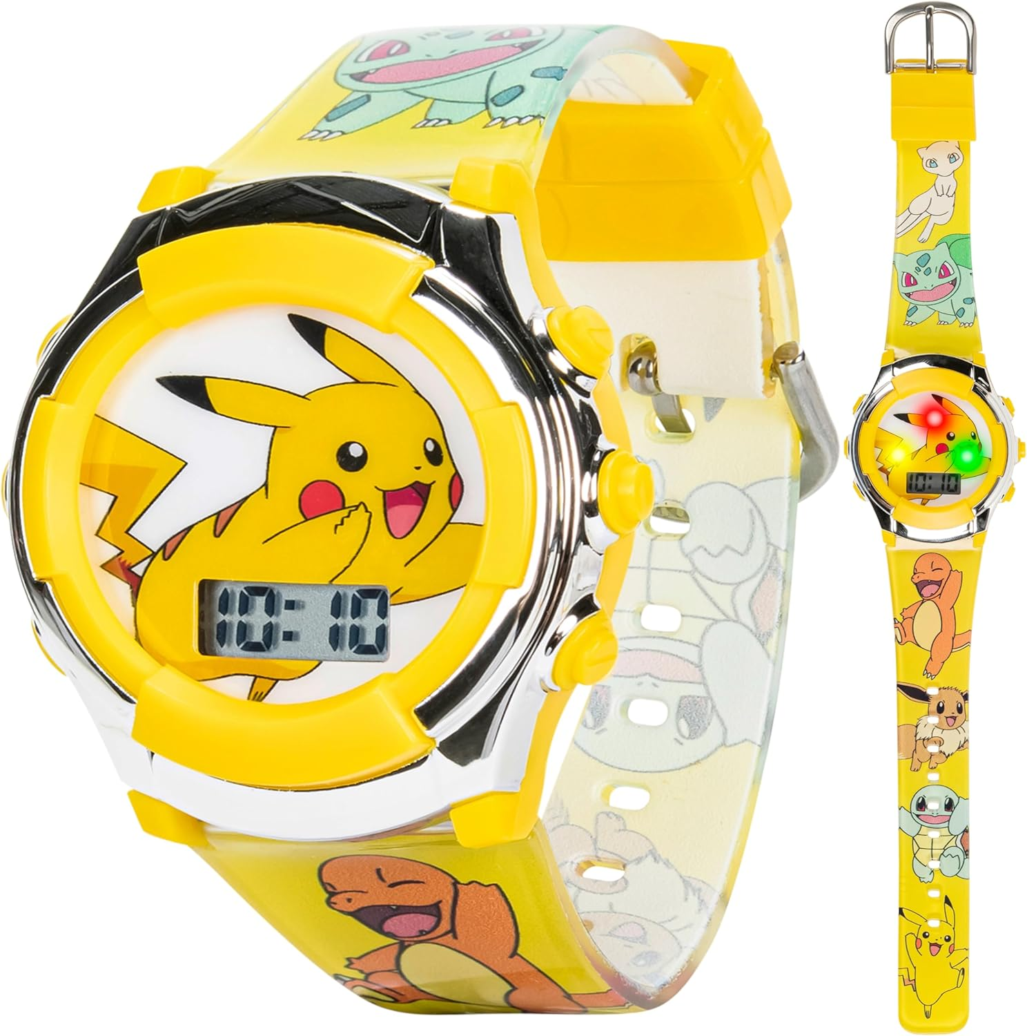 Accutime Kids Pokemon Pikachu Digital LCD Quartz Wrist Watch with Yellow Strap, Cool Inexpensive Gift & Party Favor for Boys, Girls, Adults All Ages (Model: POK4239AZ), Pikachu, Digital image number 6