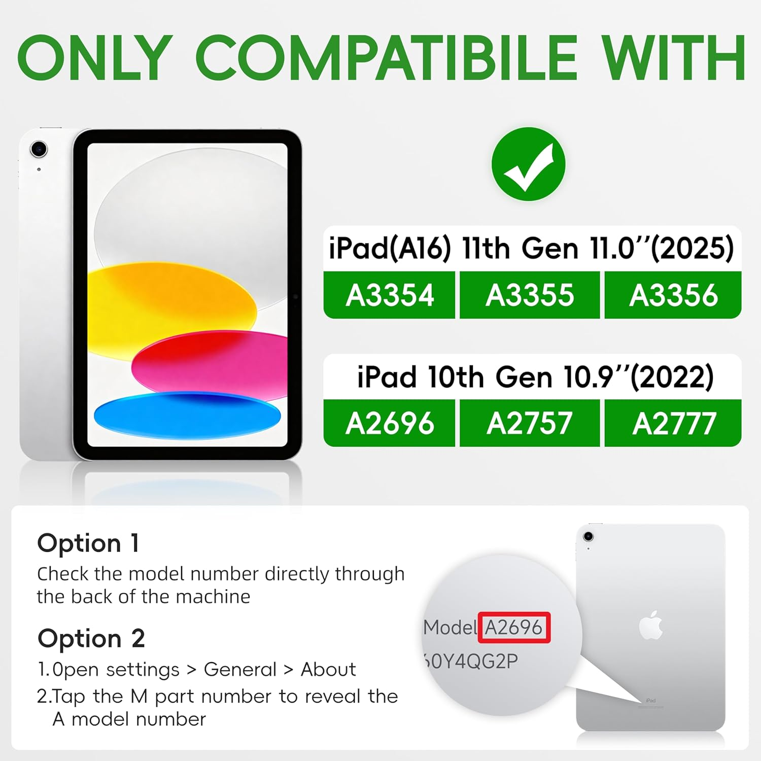 Case for Ipad (A16) 11Th Generation 11 Inch 2025/10Th Generation 10.9 Inch 2022, Heavy Duty Shockproof Cover with 360&deg; Rotating Handle/Bracket/Pen Holder/Shoulder Strap, Blue+Green image number 2