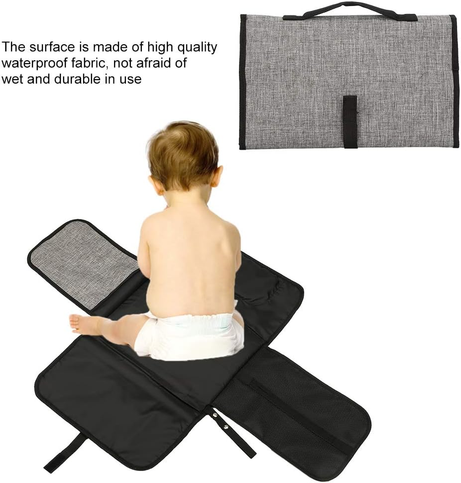 Baby Changing Pad, Travel Changing Mat Convenient Portable Waterproof with Small Storage Bag for Moms Dads for Stroller Walks or Diaper Bag(Grey) image number 6