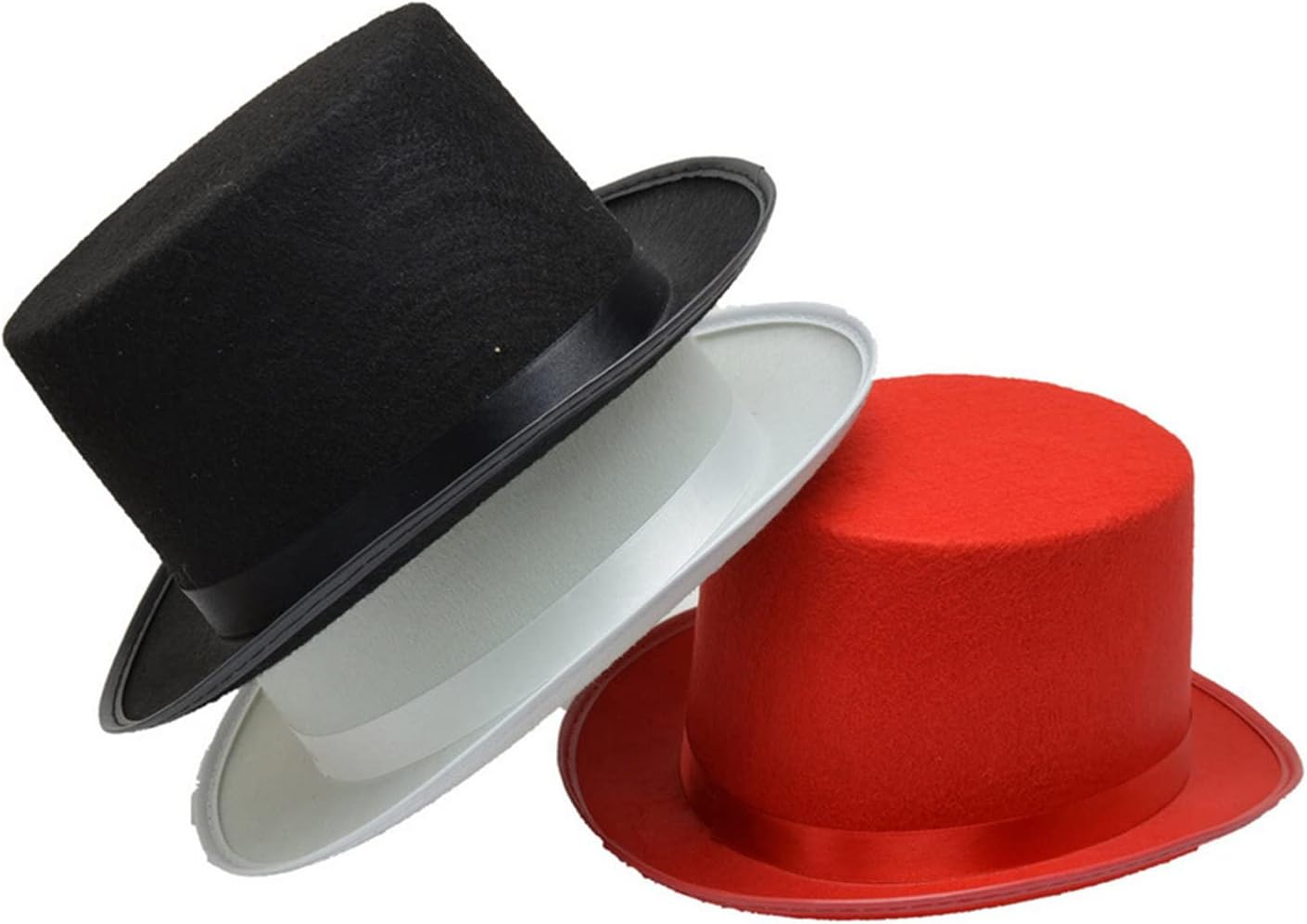 Oxtxuzdm Top Hat for Adult/Children Cylinder Magician Party Costume Fedora for Carnival Rave Party Womens Felt Hats with Brim Mens with Brim for Women Large Heads Solid Color Hat Floppy for Women - Black Children image number 1