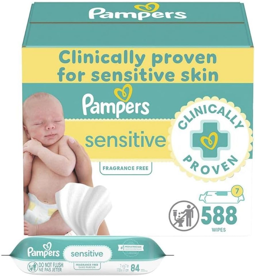 Pampers Baby Wipes Sensitive Perfume Free 7X Refill Packs 588 Count image number 3
