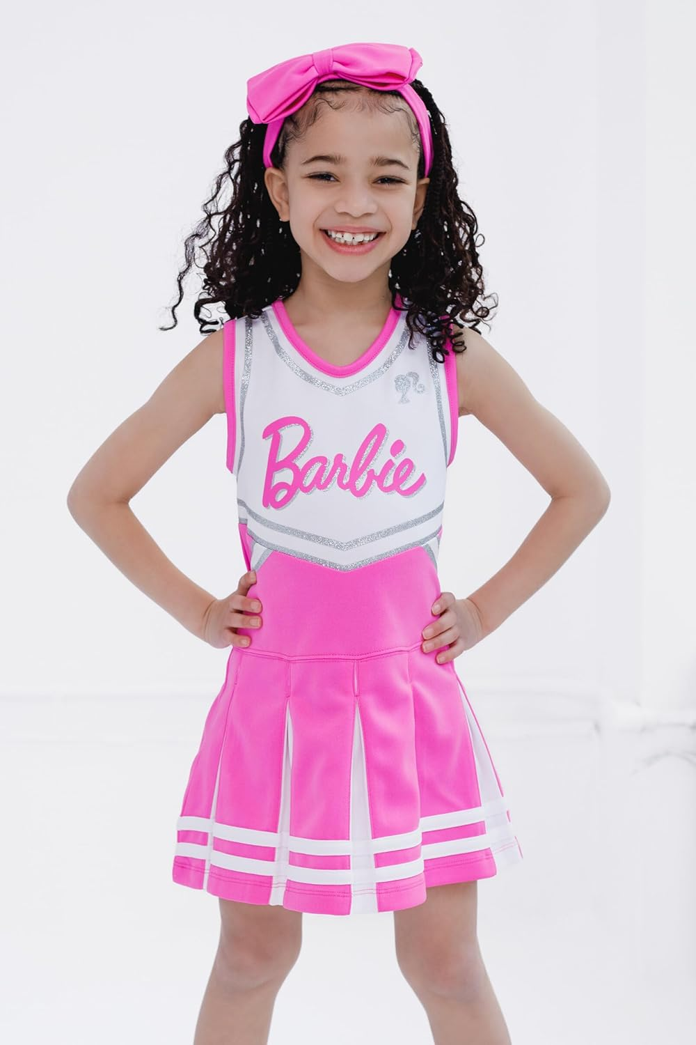 Barbie Girls Cheerleader Dress and Bow Outfit Set Toddler to Big Kid Sizes (2T - 14-16) image number 3