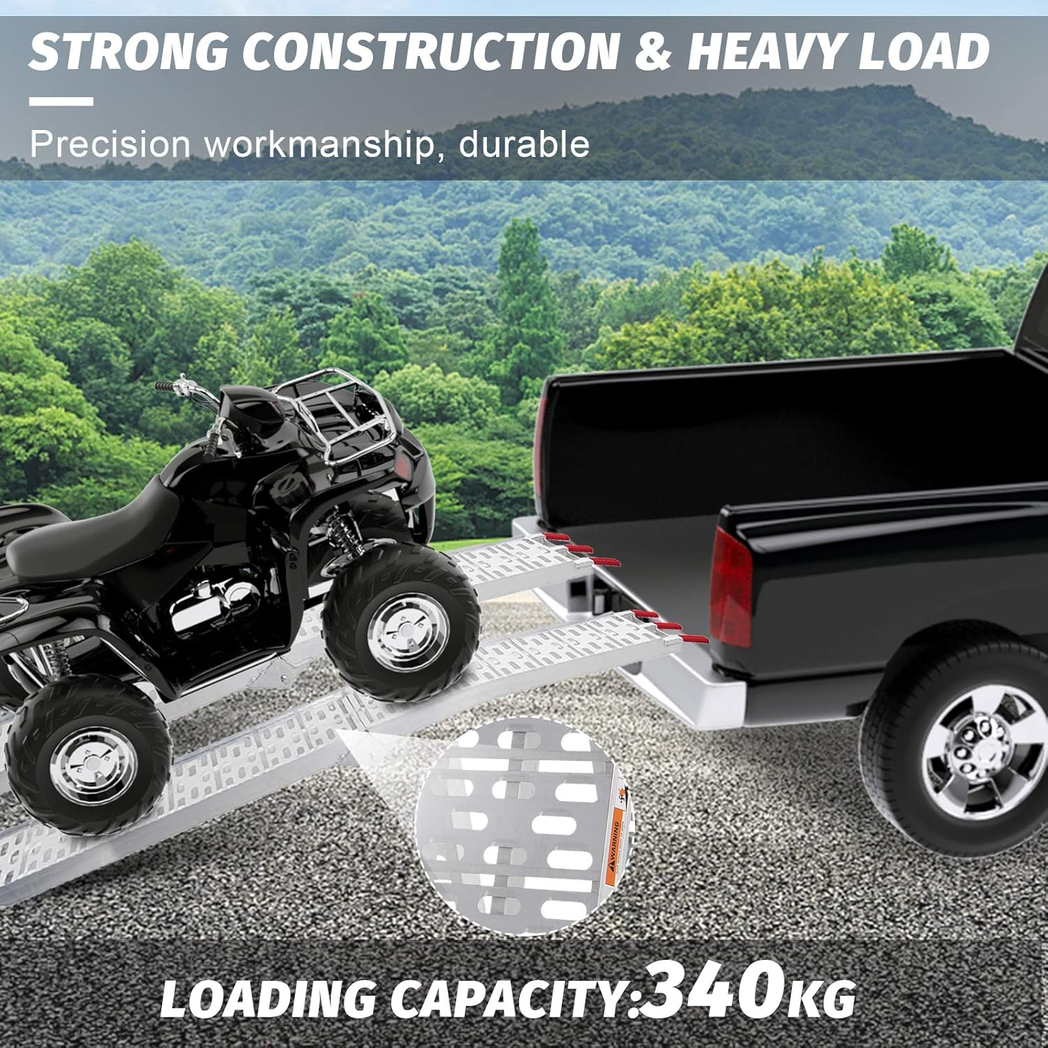 Advwin Loading Ramp 750Lbs/340Kg Capacity 7.5 Ft/2.3M 1PCS Aluminum Folding Ramp for Motorcycles, Atvs, Dirt Bike, Lawn Mowers, Snowblower image number 4