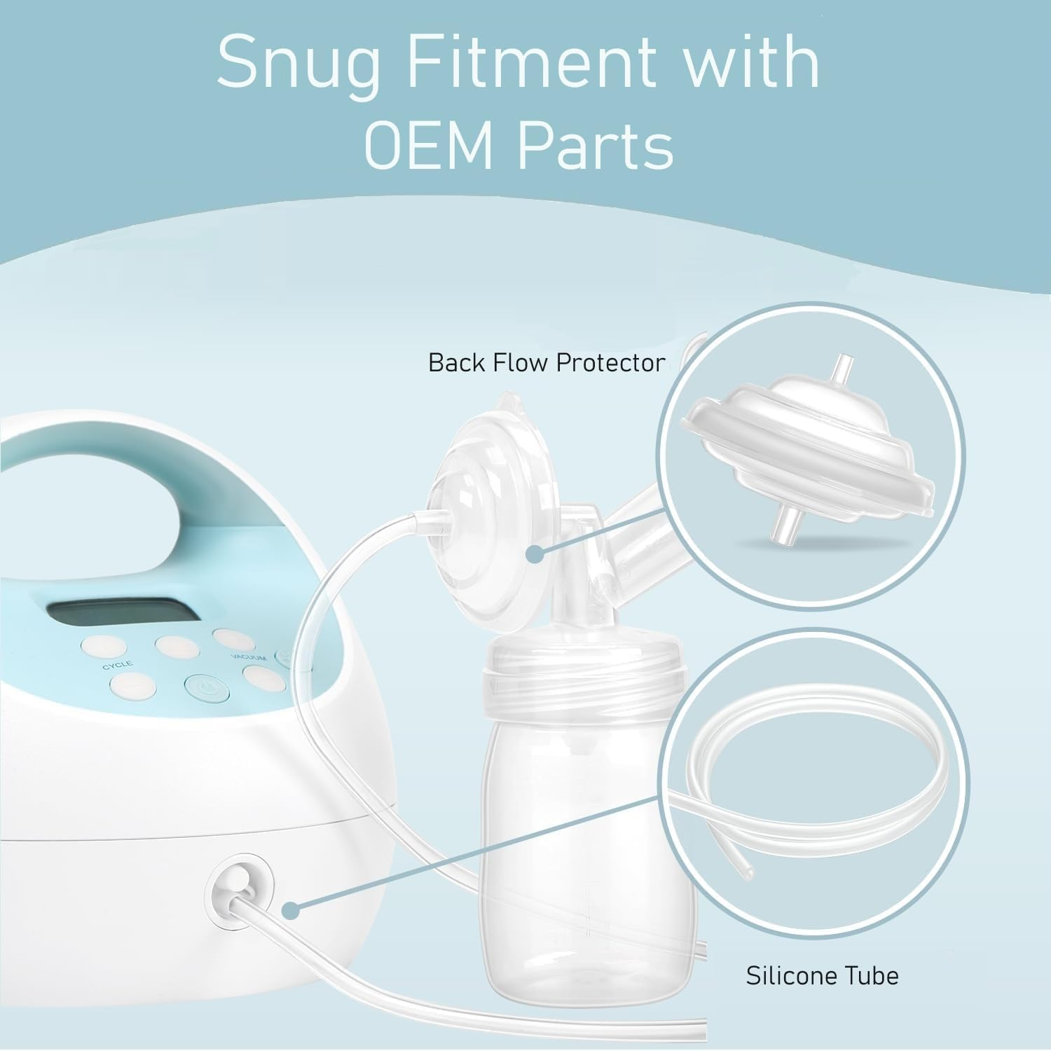 Goneno Silicone 28Mm Replacement Pump Parts, Compatible with Spectra S1 S2 S3 and Spectra 9 Plus, Non-Oem Spectra Accessories, Includes Pair of 28Mm Flanges, Valves, Backflow Protectors, Tubings and Bottles, BPA Free Pump Parts