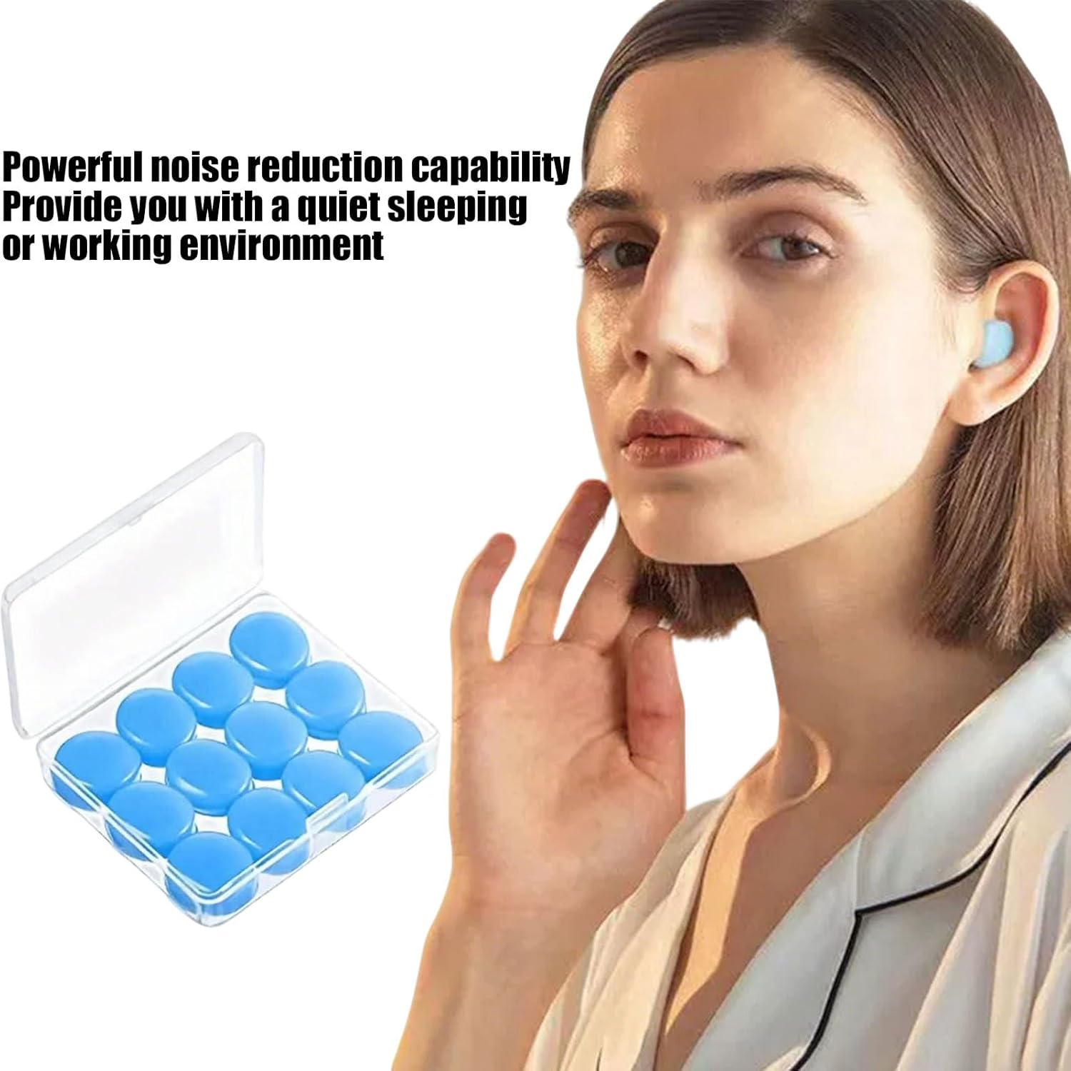 Sleeping Noise Cancelling Silicone Ear Plugs - 32Db NRR Reusable Soft Moldable Waterproof for Snoring, Swimming, Airplanes (6 Pairs) image number 4