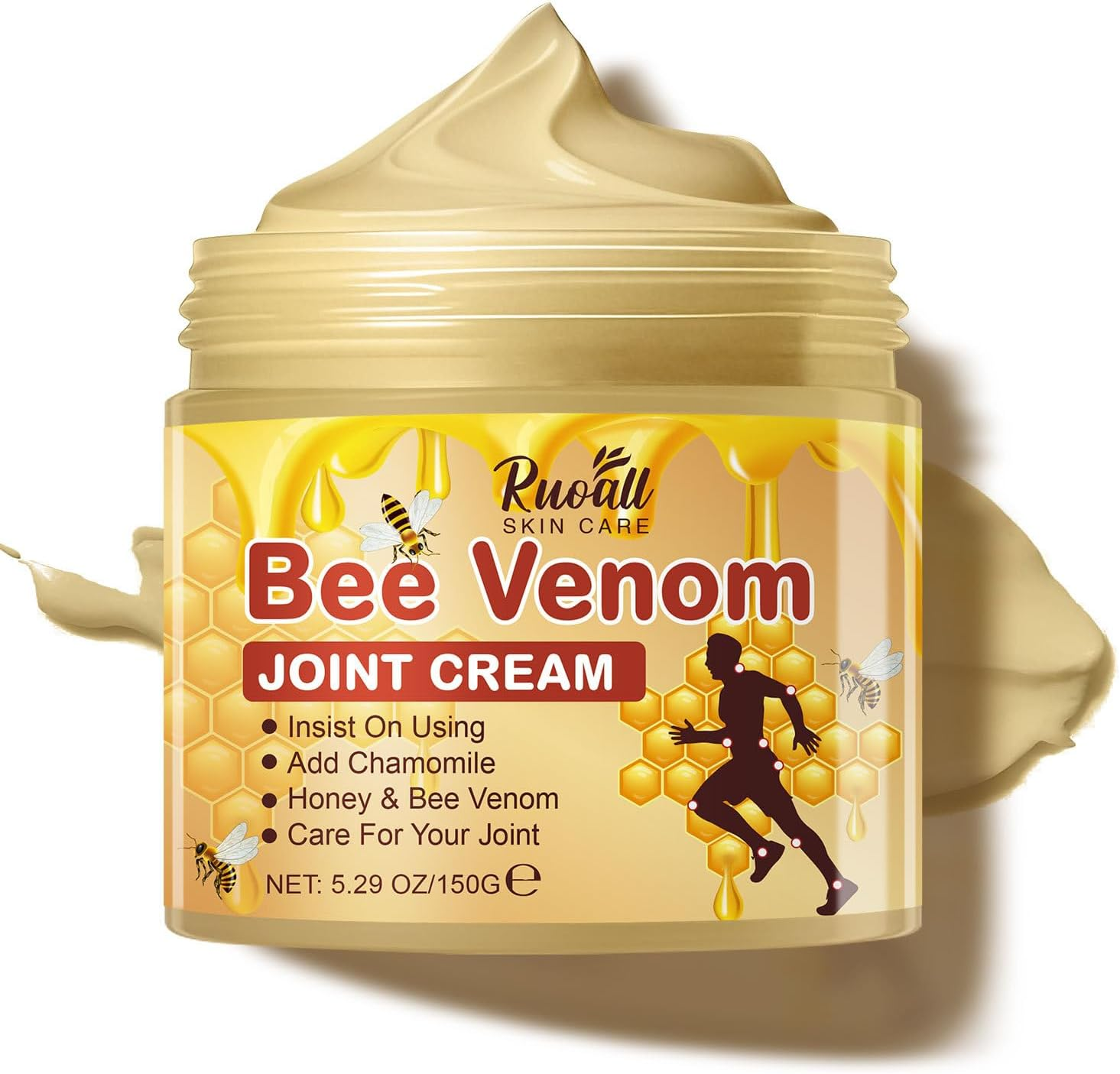 Bee Venom Joint Cream with Chamomile & Honey &ndash; Natural Pain Relief for Joints, Muscles & Arthritis &ndash; Soothes Aches & Stiffness - 150G