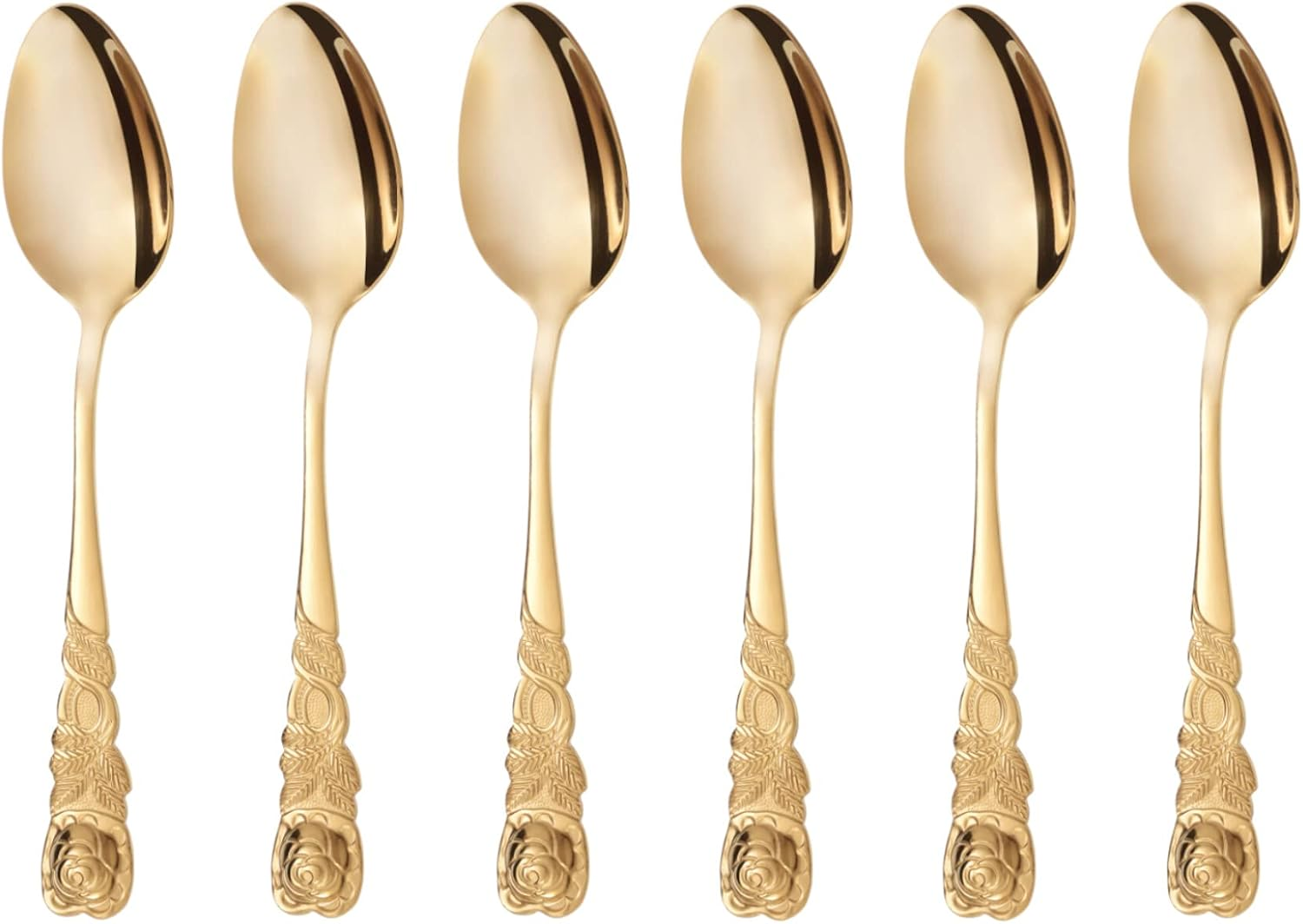 GR&Auml;WE Coffee Spoons Set of 6 Stainless Steel Rose Design Gold
