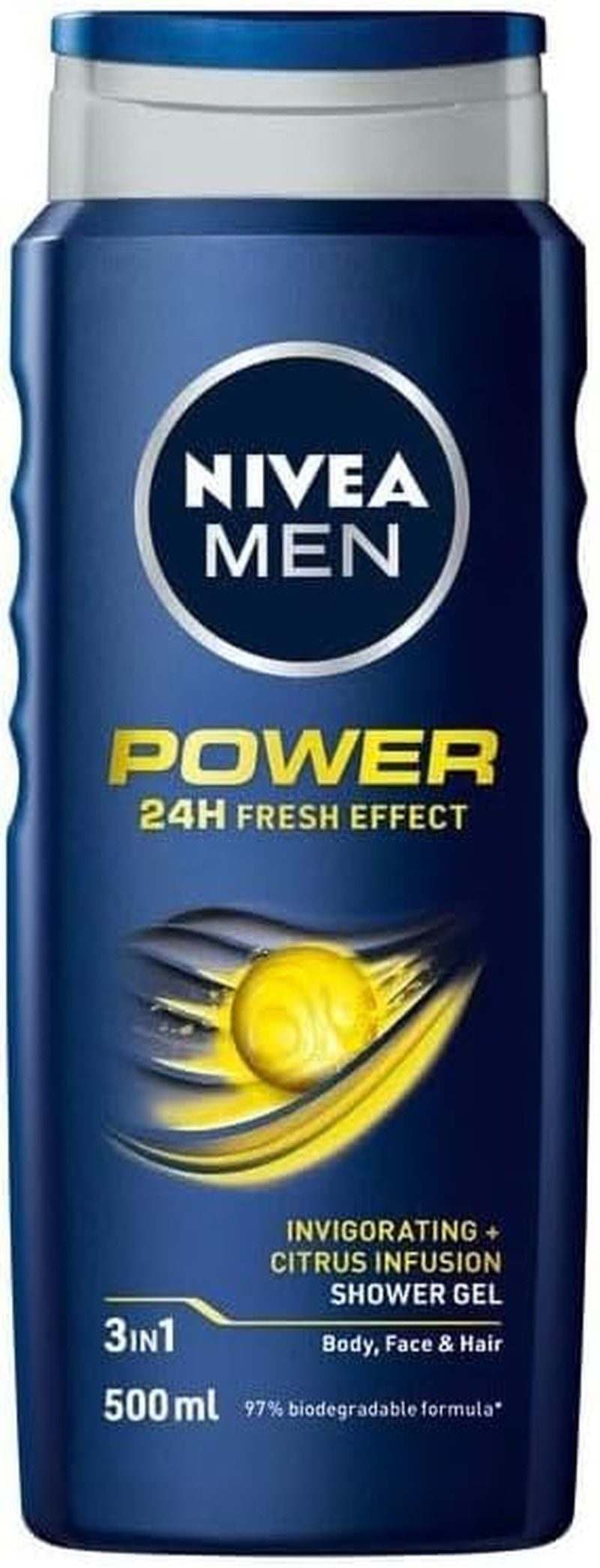 NIVEA MEN Power Fresh Shower Gel and Body Wash 500Ml | Invigorating Citrus Scent | 3-In-1 Shower Gel for Body, Face & Hair | Long-Lasting Freshness | Moisturising Body Wash for Men image number 1