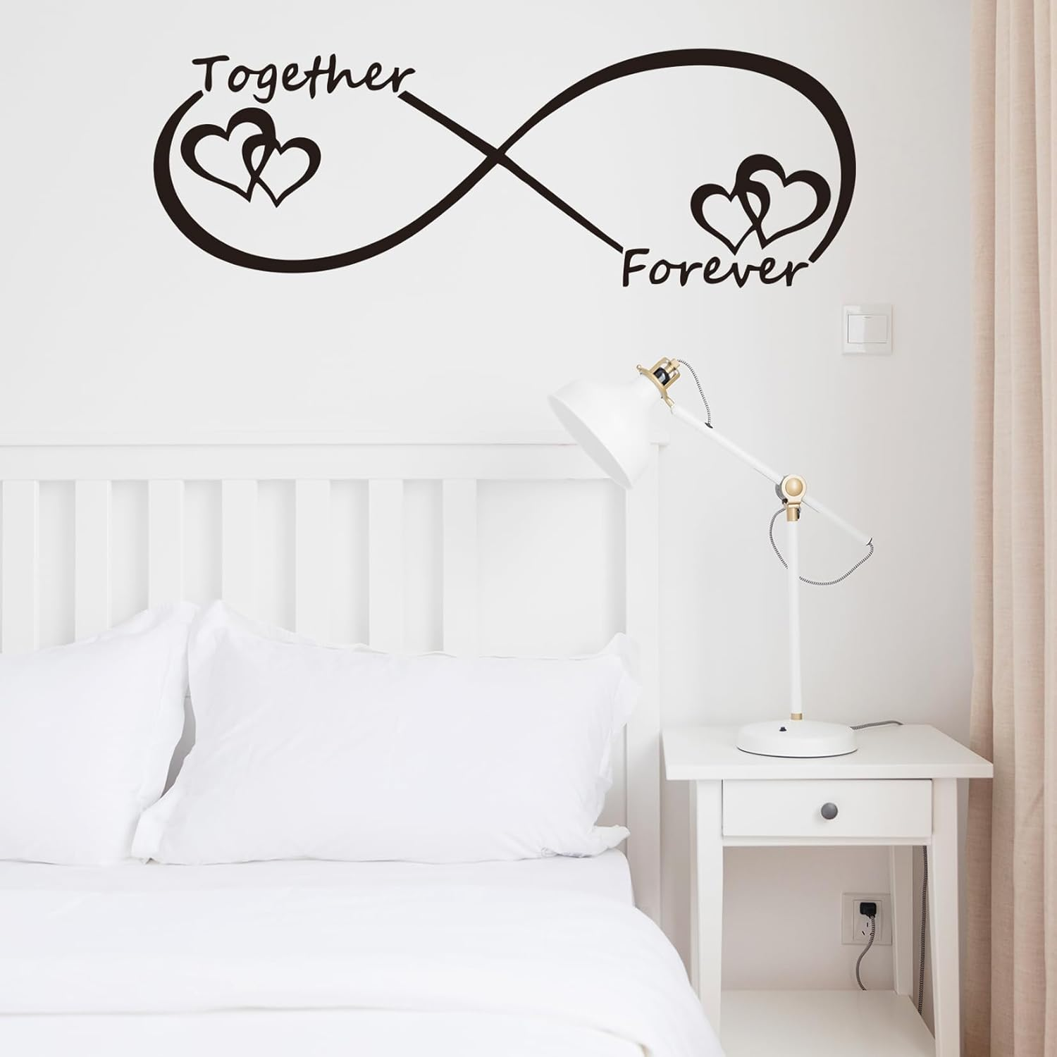 Love Heart Together Forever Carved Vinyl Wall Decor, His and Hers Bedroom Decor, DIY Removable Wall Decals Peel and Stick, Home Sweet Decoration, Mr and Mrs Wall Decors for Bedroom Couples,Living Room image number 4