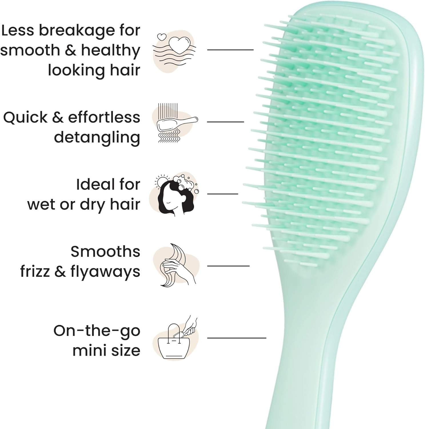 Tangle Teezer Mini Ultimate Detangler Fine and Fragile, for Wet and Dry Hair, Detangling Brush for Thin and Fine Hair, Optimal Brush for Kids and Travel, Jade Lagoon image number 5