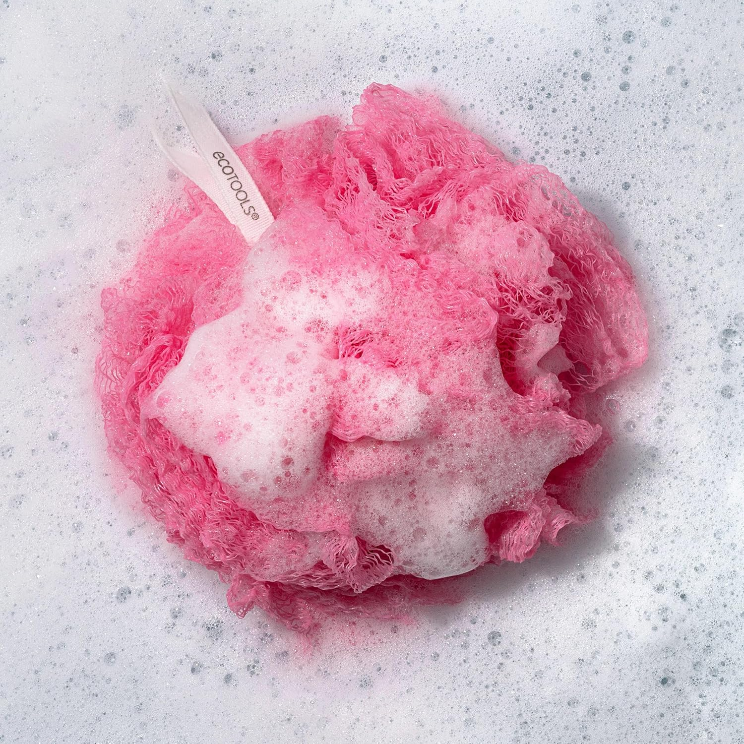 Ecotools Exfoliating Ecopouf, Shower Loofah Scrubs & Cleanses, Pouf with Recycled Netting, Exfoliation Removes Dead Skin, Eco-Friendly Bath Accessory, Cruelty-Free, Color May Vary, 6 Count (60G) image number 3