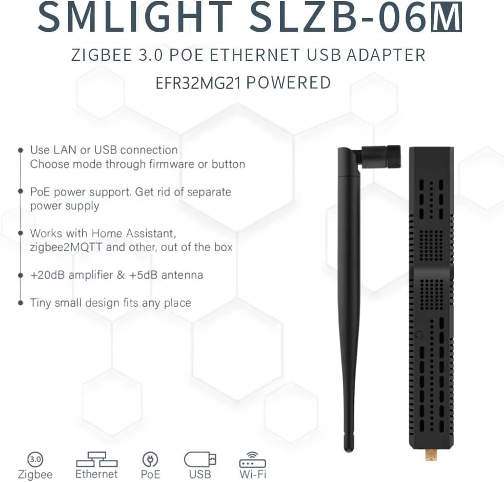 SMLIGHT SLZB-06M &ndash; a Zigbee 3.0 to Ethernet, USB, and Wifi Adapter with Poe Support, Works with Zigbee2Mqtt, Home Assistant, ZHA