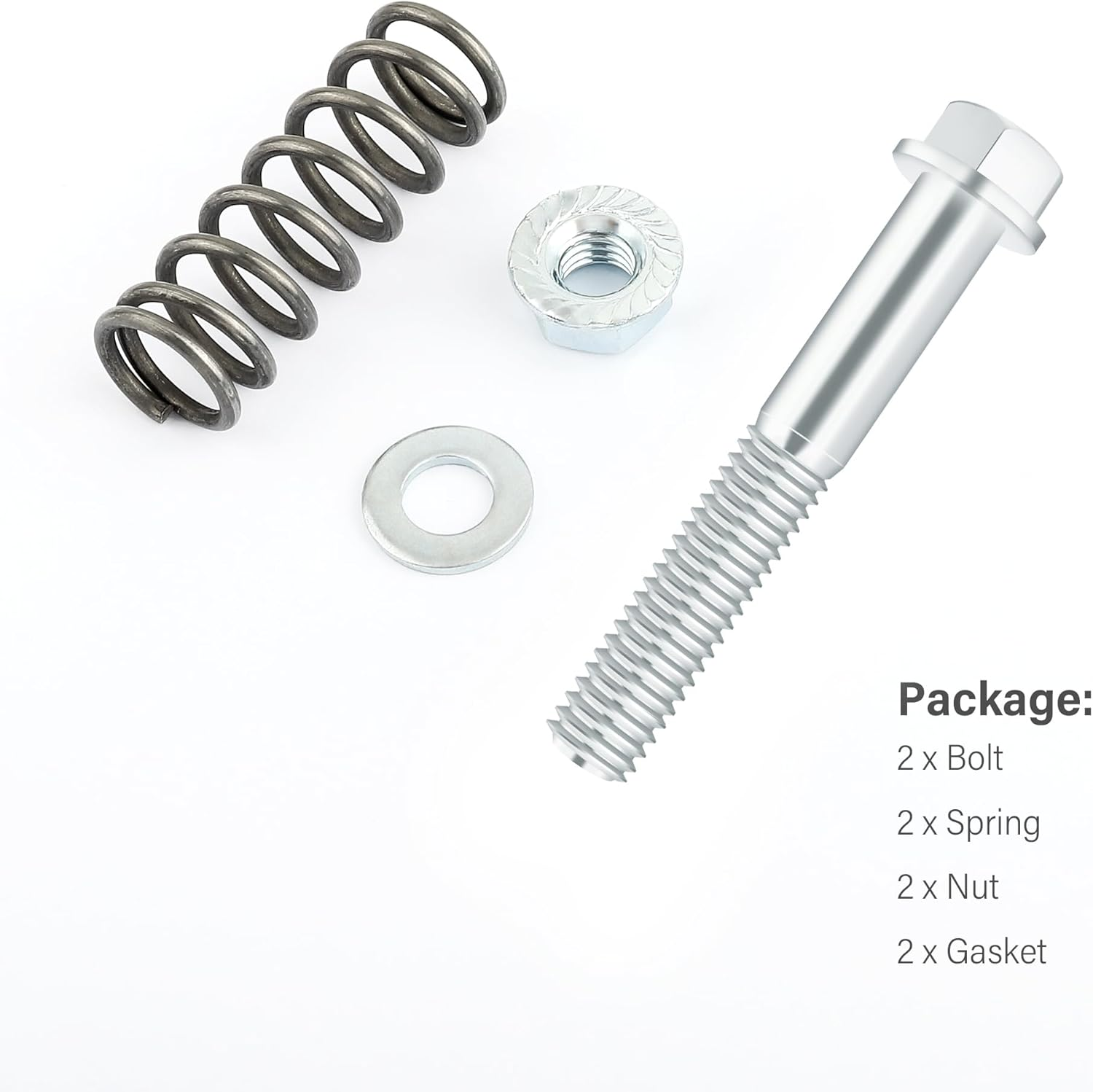M10X1.5X75Mm Exhaust Bolts and Nuts Kit,Includes 2 Sets Exhaust Manifold Bolts+Exhaust Springs+Nuts+Gaskets,Auto Parts Replacement Exhaust Bolt and Spring Hardware Kit (M10X1.5) image number 4