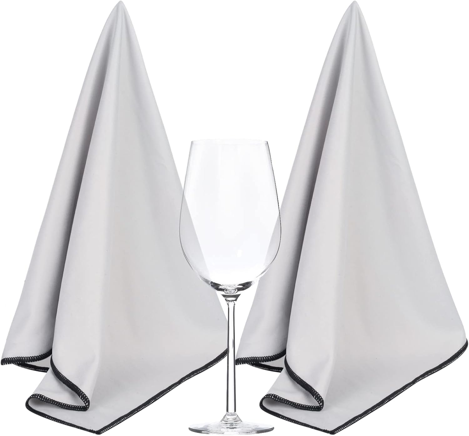 Sinland Microfiber Glass Polishing Cloths Lint -Free Drying Towels for Wine Glasses Stemware Dishes Stainless Appliances Grey 51CM X 64CM Pack of 2 Grey image number 4