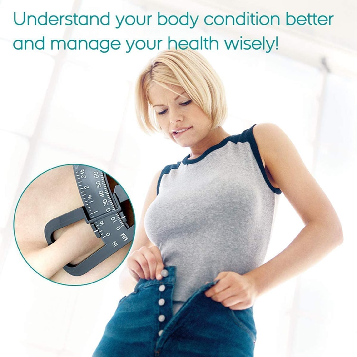 Body Fat Caliper &ndash; Professional Skinfold Caliper for Accurate Body Fat Measurement, Fitness & Weight Loss &ndash; Durable ABS Muscle Fat Tester for Men & Women &ndash; Portable Body Composition Tool (White) - Black image number 5