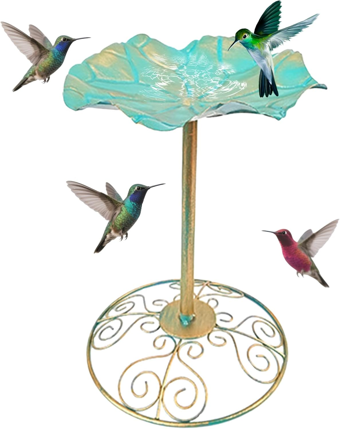Outdoor Bird Bath | Iron Pedestal Bird Bath | Rustproof Water Feeder Planter Yard Statue Decorations for Fence Yard Porch Lawn Deck Backyard Balcony