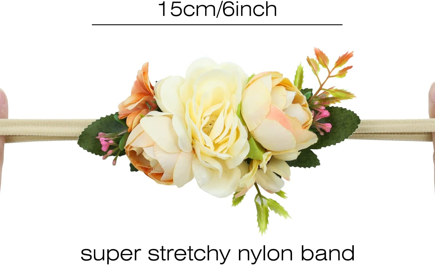 Cinaci 6 Pack Delicate Floral Rose Daisy Flower Super Stretchy Soft Nylon Headbands Hair Bands Accessories for Baby Girls Newborns Infants Toddlers Kids image number 2