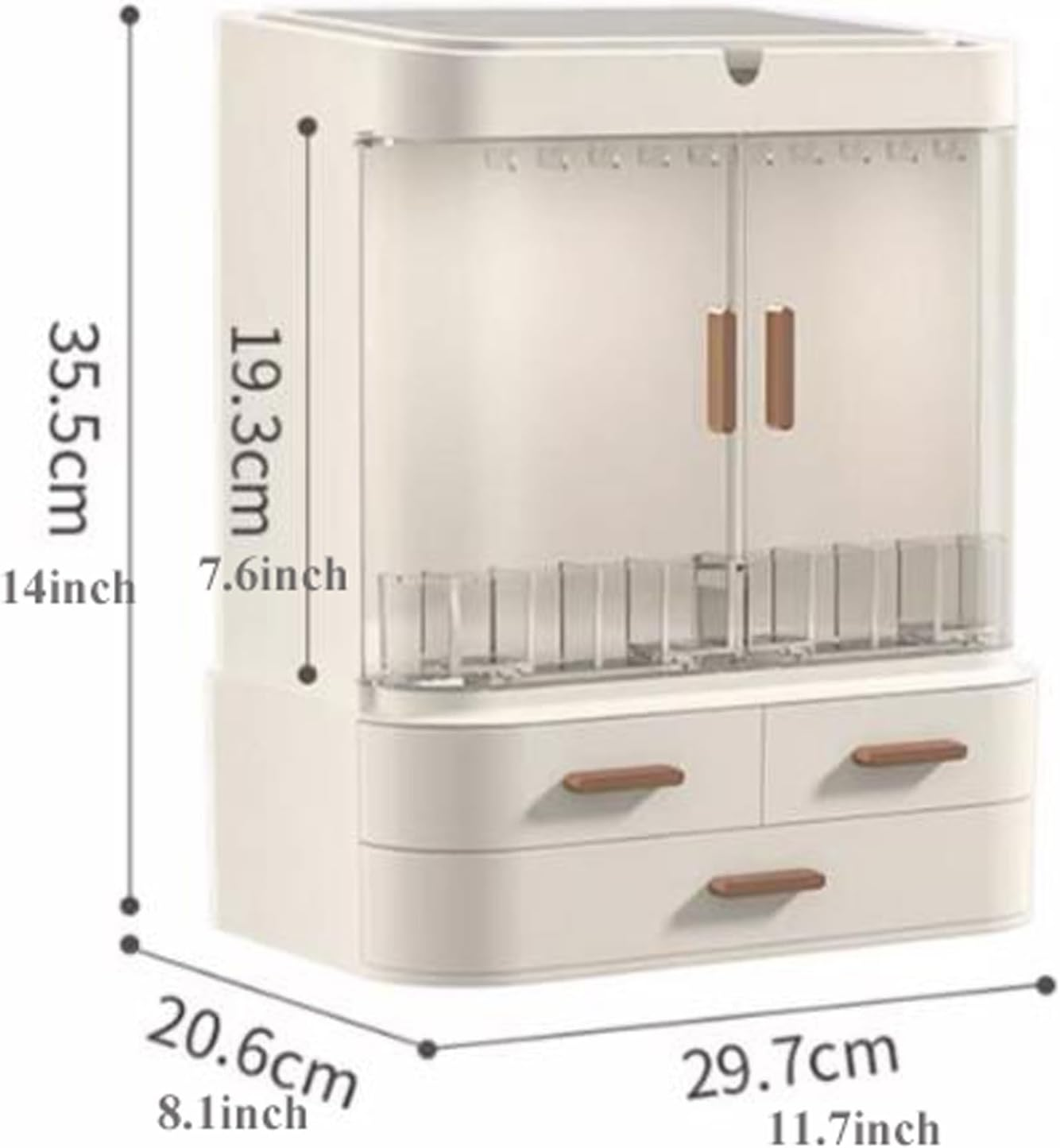 Makeup Organizer Makeup Storage Organizer Box with LED Mirror and Drawers，Jewelry Display Holder Rack, Cosmetics Case with Transparent Cover, for Bedroom Vanity Desk