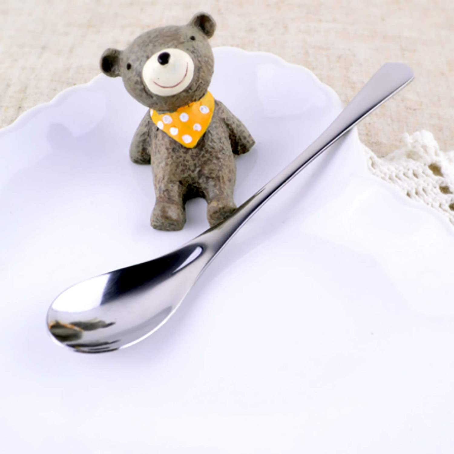 VANRA 5.3In 4-Piece Tea Spoons Set 18/10 Stainless Steel Coffee Appetizer Dessert Spoon Serving Spoon Teaspoon Silver Flatware Set image number 6