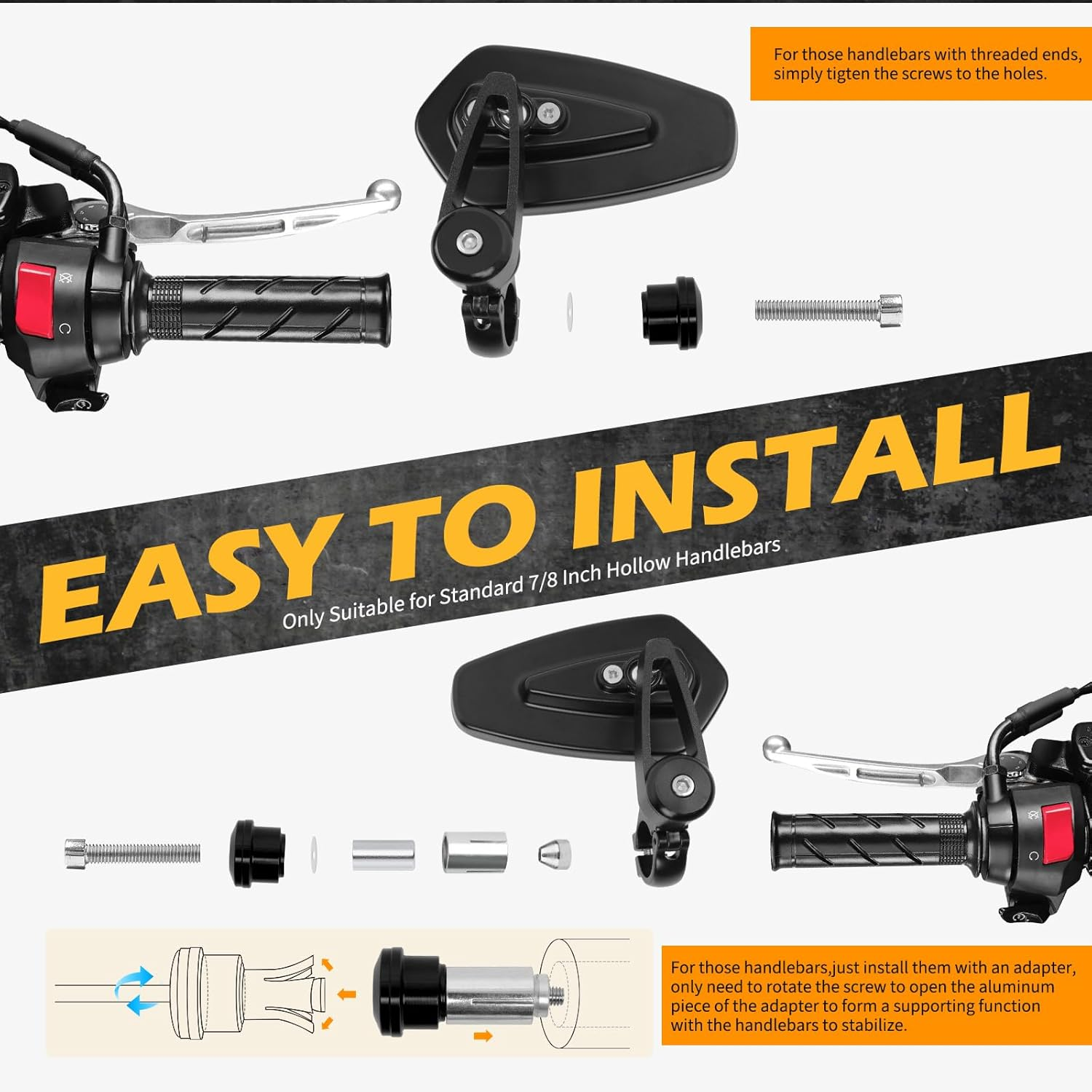 Black Motorcycle Bar End Mirrors Rear View CNC for Honda GROM MSX125 CB500F Kawasaki Z125 Pro Z650 Z750 Z800 Z900 ER6N ER6F Yamaha MT-03 MT-07 FZ-07 MT-09 FZ-09 MT-10 FZ-10 MT-25 FZ6 FZ8 FZ6R